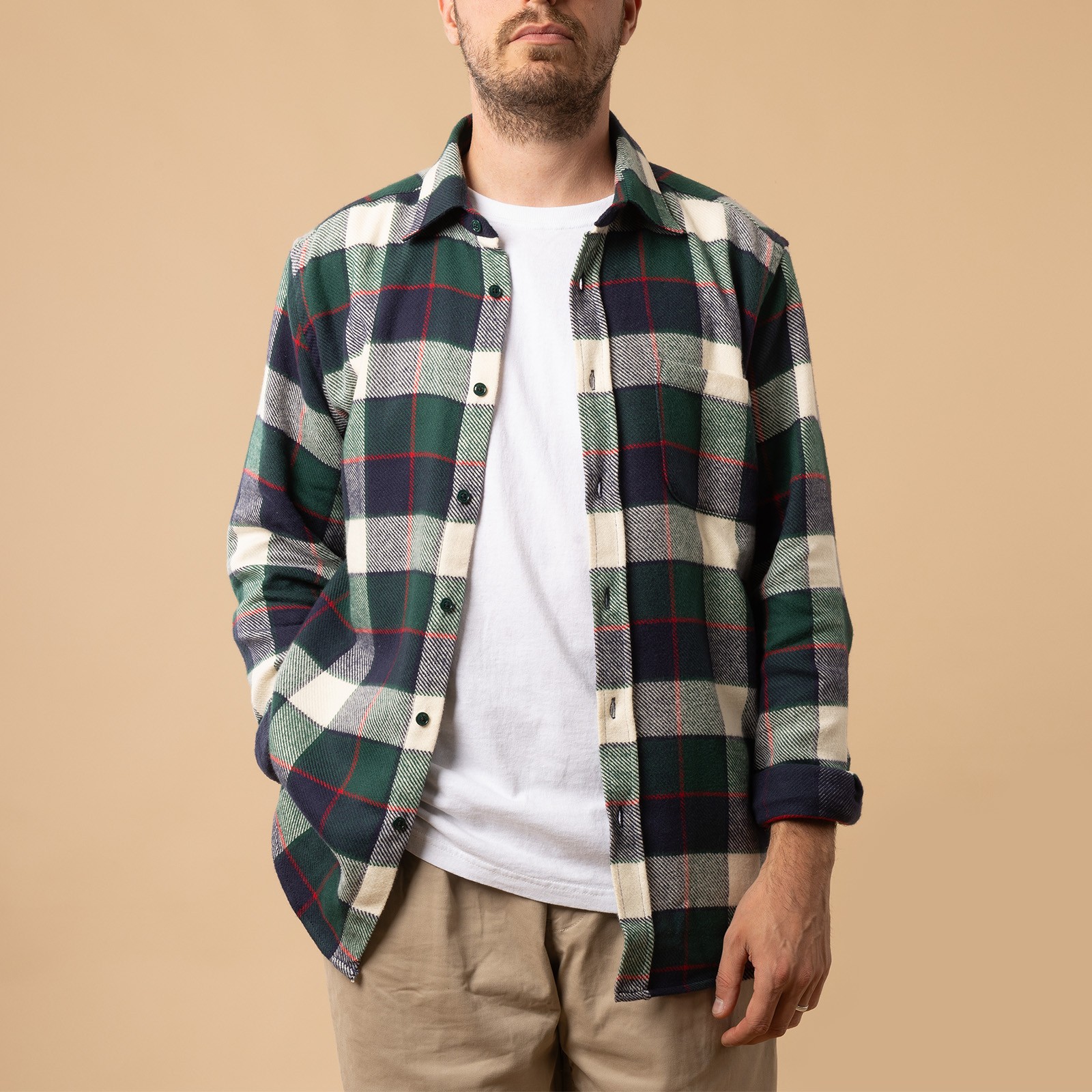 Chemise en coton PORTUGUESE FLANNEL Bottle Shirt de face ouvert