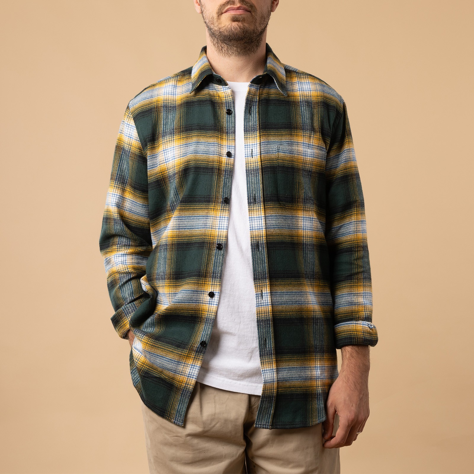 Chemise en coton PORTUGUESE FLANNEL Lousa Shirt de face ouvert