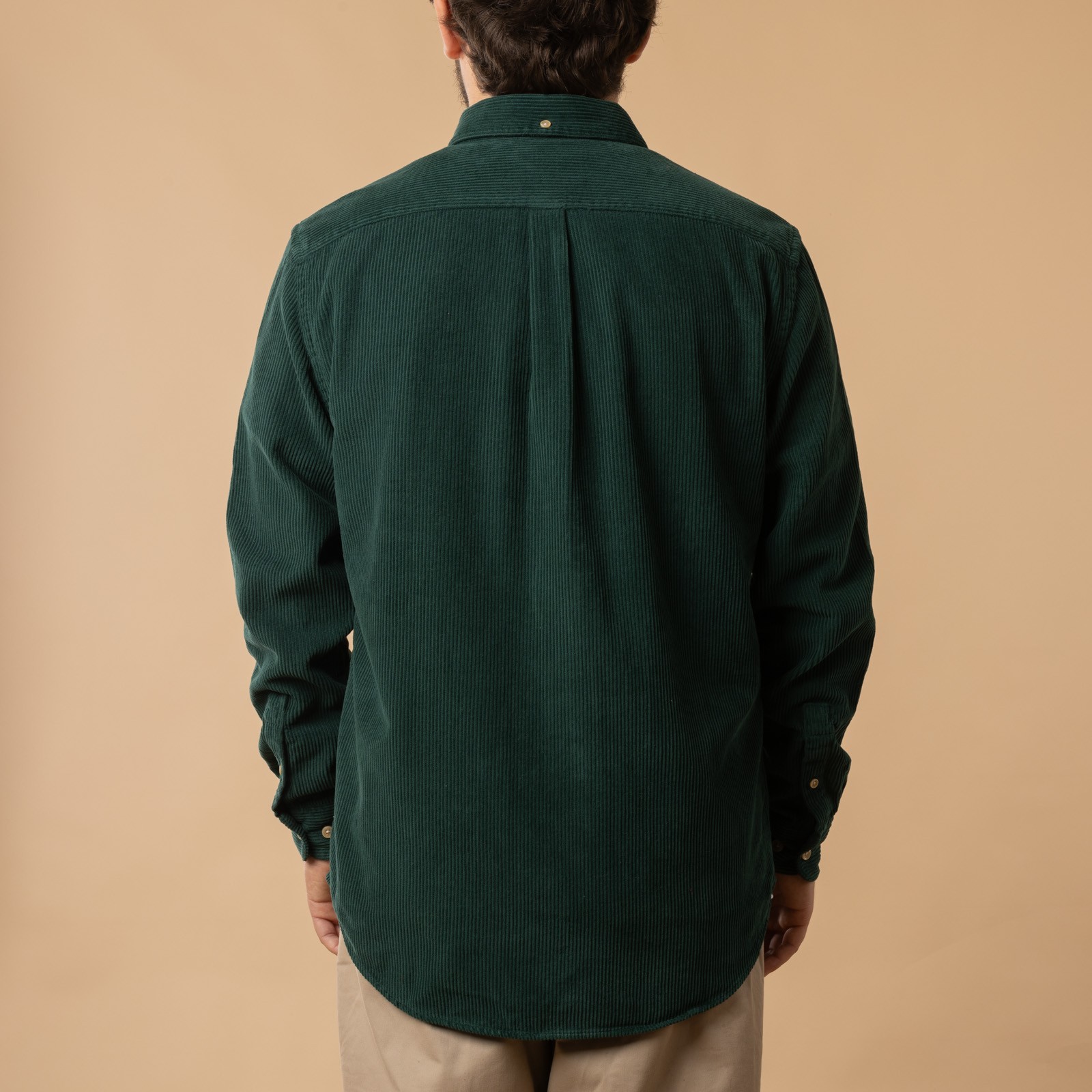 Portuguese Flannel Lobo corduroy shirt in Green, back view