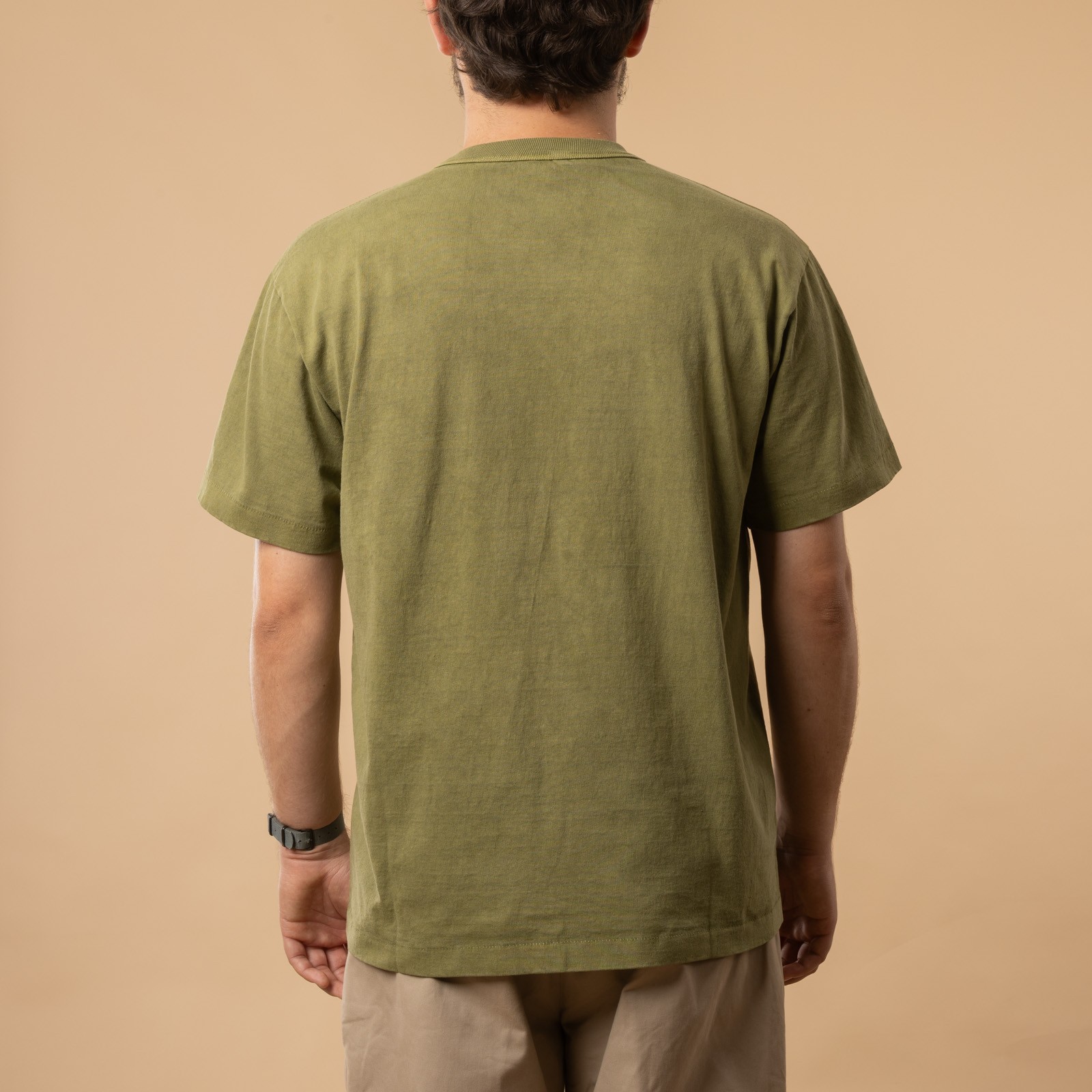 t-shirt à manche courte XX DEVELOPMENT / "SURE MFG" 7,5oz Pocket S/S Tee couleur Mods Green de dos