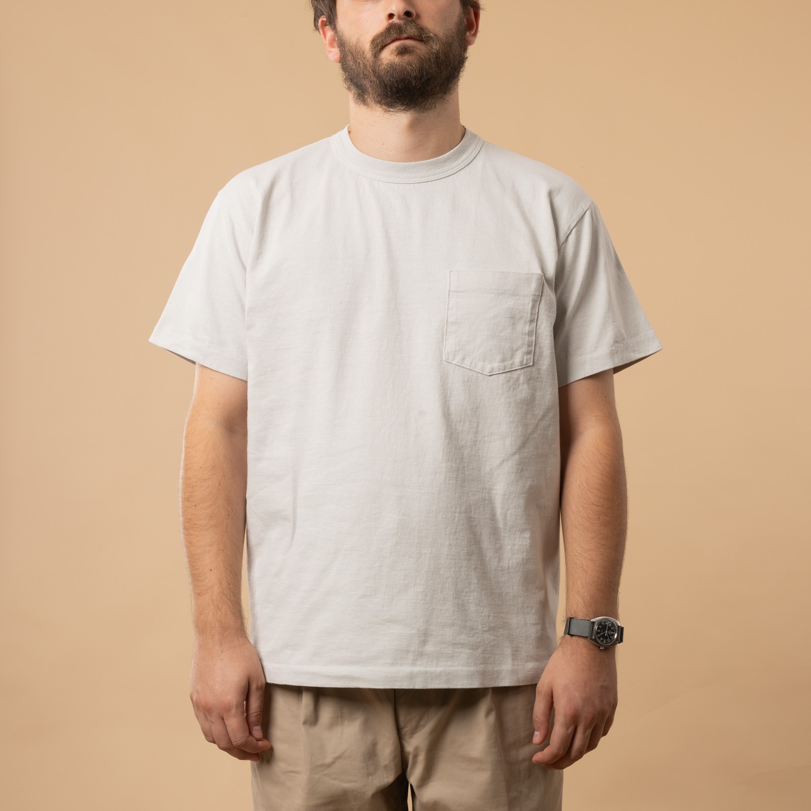 t-shirt à manche courte XX DEVELOPMENT / "SURE MFG" 7,5oz Pocket S/S Tee couleur Lt Gray de face