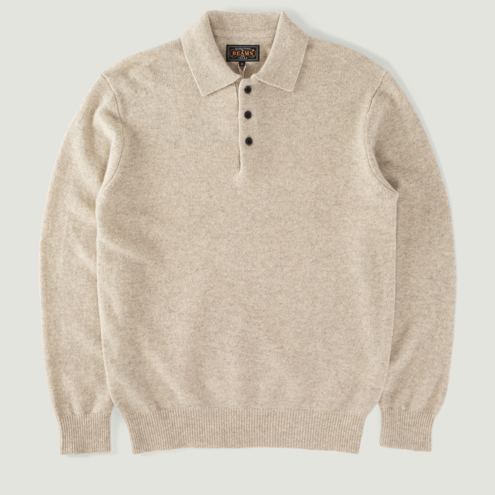 Vignettes-BEAMS-PLUS-flâneurs-pull-Knit-Polo-9G-Beige