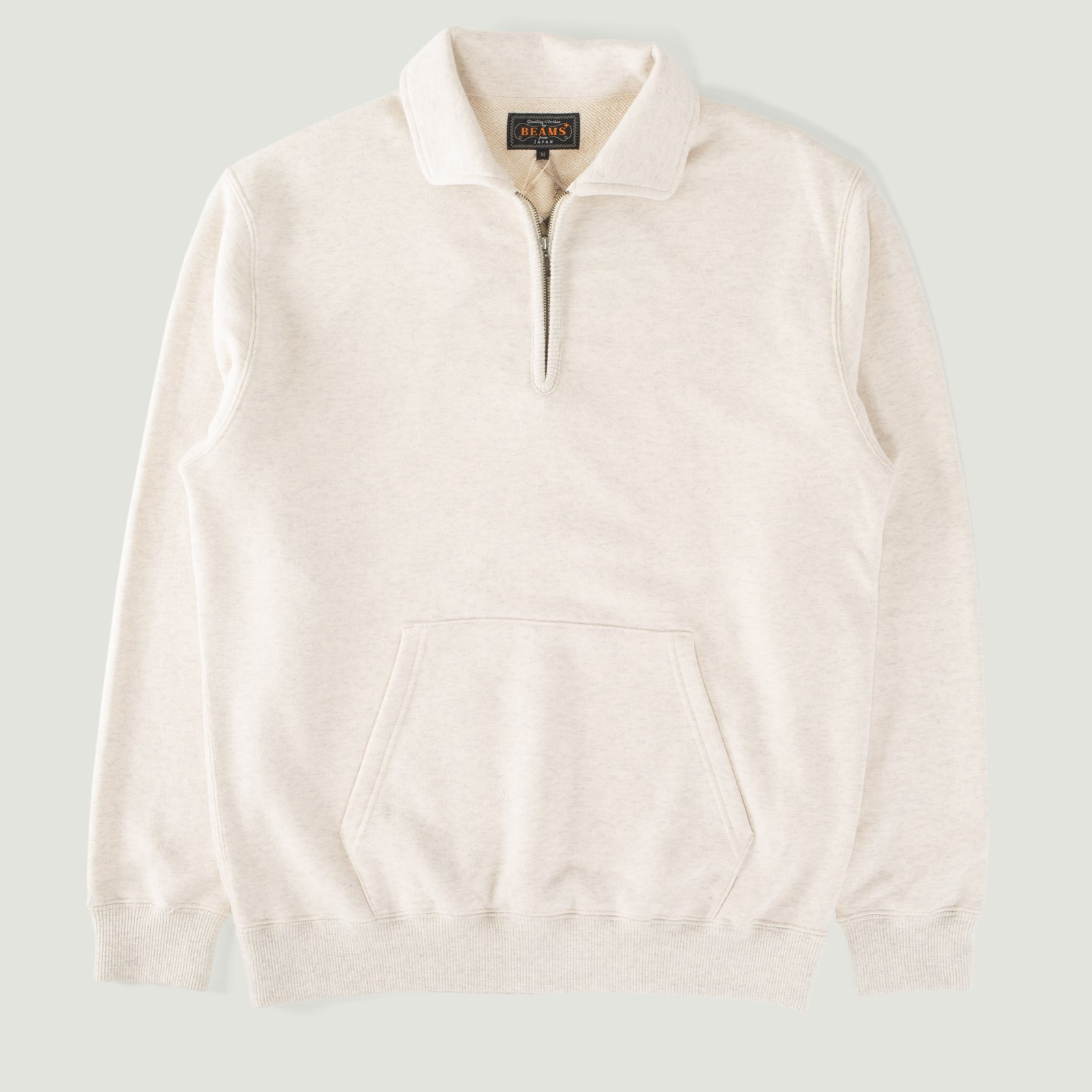 Vignette-flâneurs-BEAMS-PLUS-flâneurs-Sweat-Half-Zip-Oatmeal