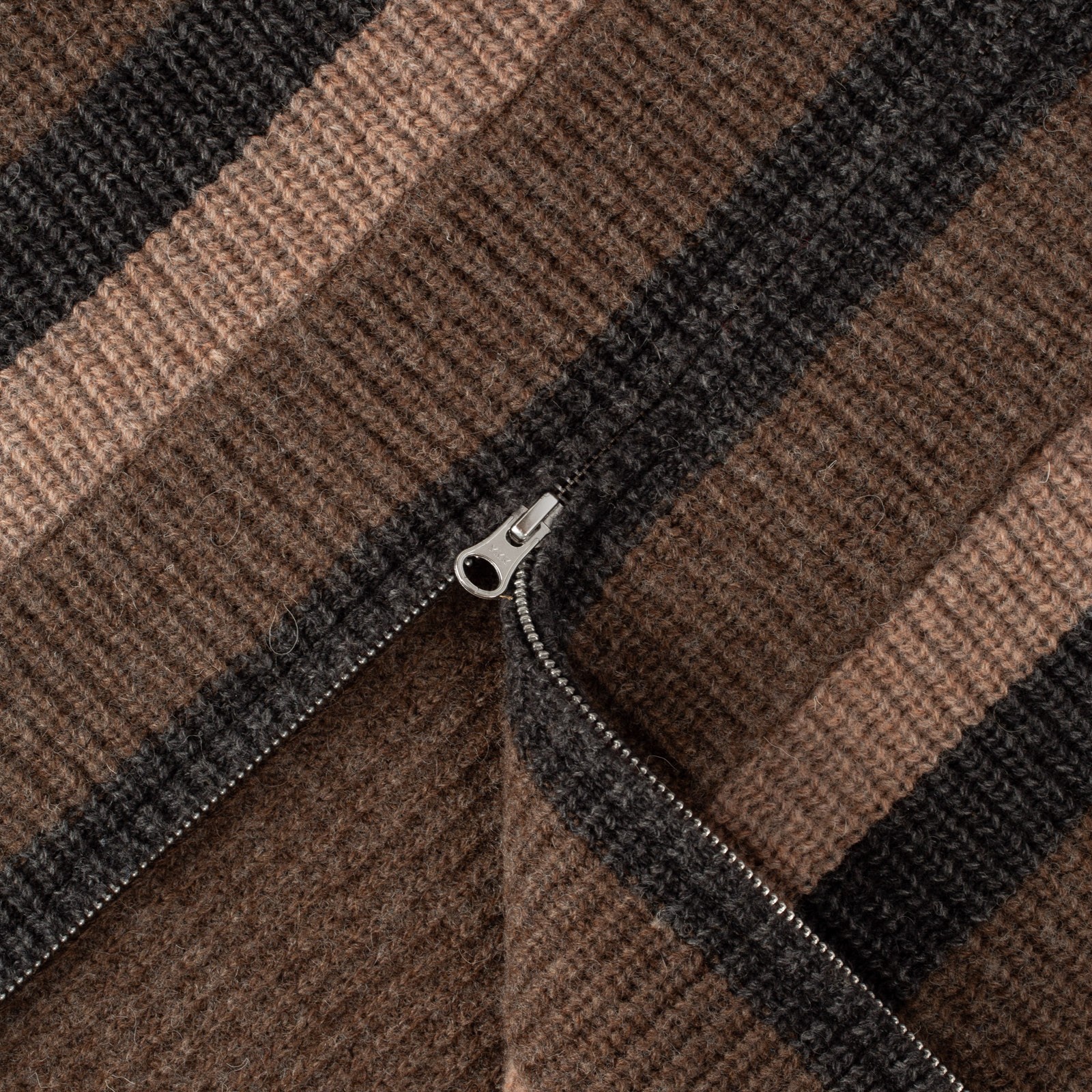 Beams Plus fw24 flâneurs-gilet Full Zip Shawl Collar Knit Brown zip