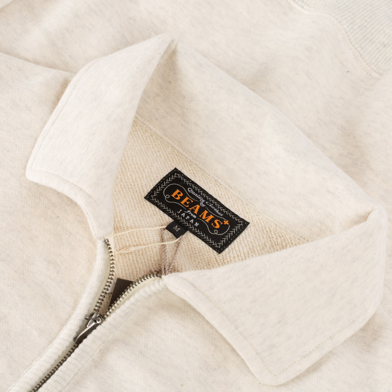 Beams Plus fw24 flâneurs Sweat Half Zip Oatmeal label