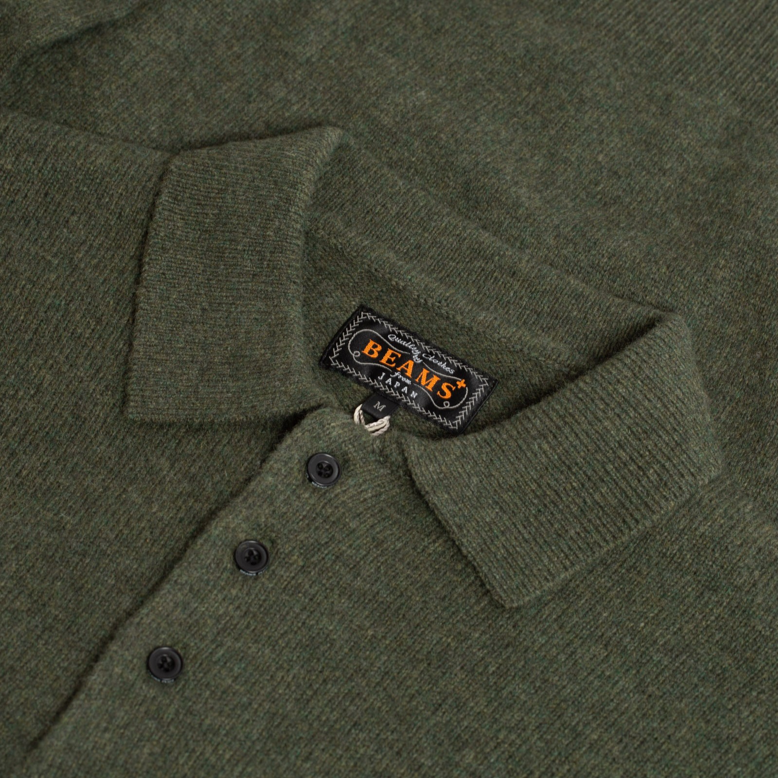 Beams Plus FW24 Knit Polo Collar Sweater 9G Green Label