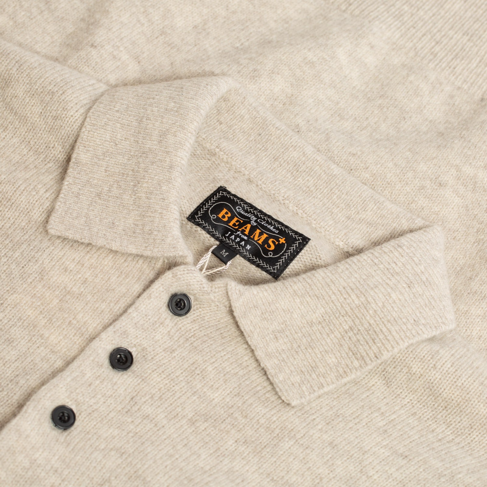 Beams Plus FW24 Flâneurs-Knit Polo Collar Sweater 9G Beige Label