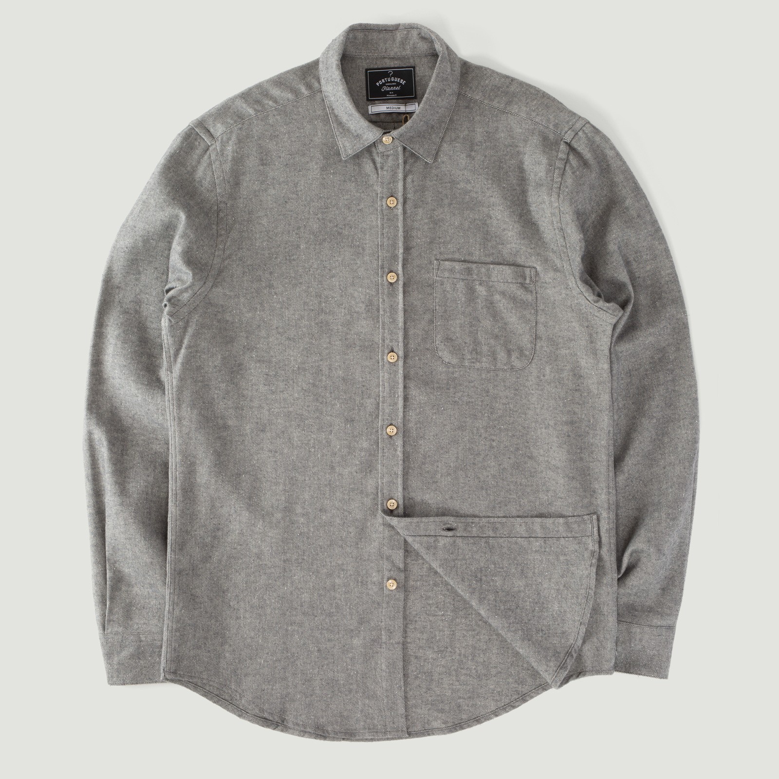 Flâneurs Portuguese Flannel Teca Shirt - Light Grey