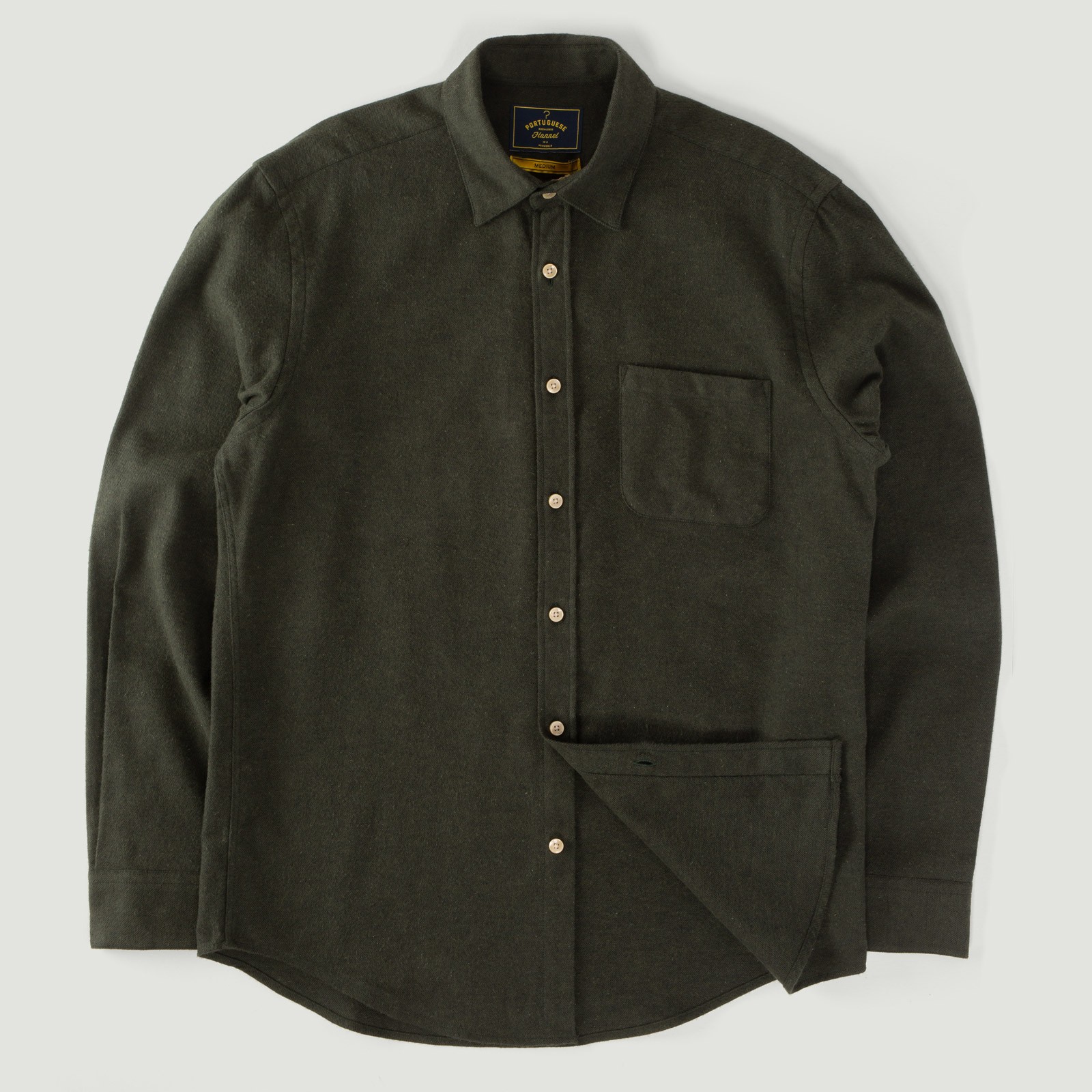 velvet shirt-loafers-PORTUGUESE FLANNEL Teca Shirt Moss Green