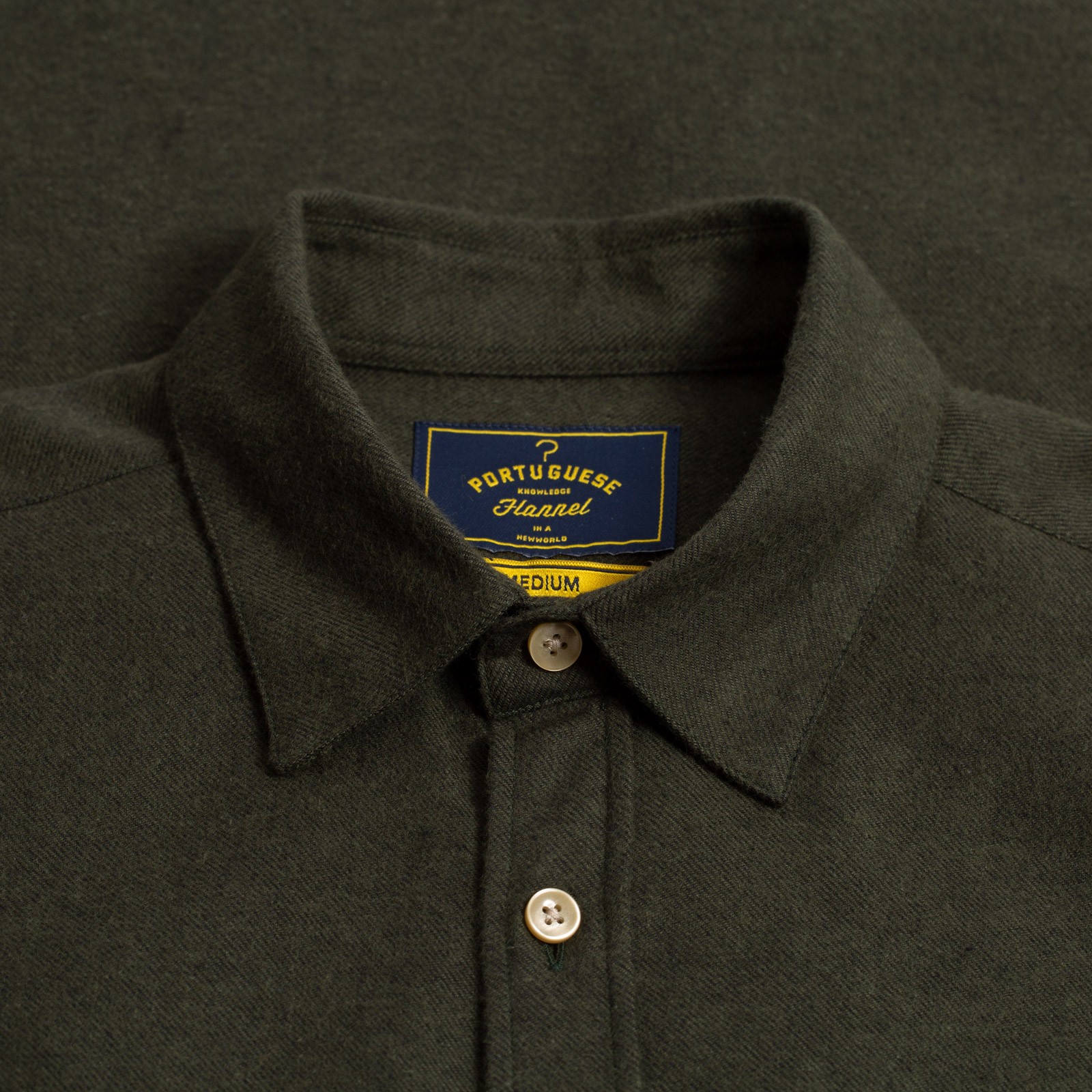 velvet shirt - loafers - PORTUGUESE FLANNEL Teca Shirt in Moss Green color