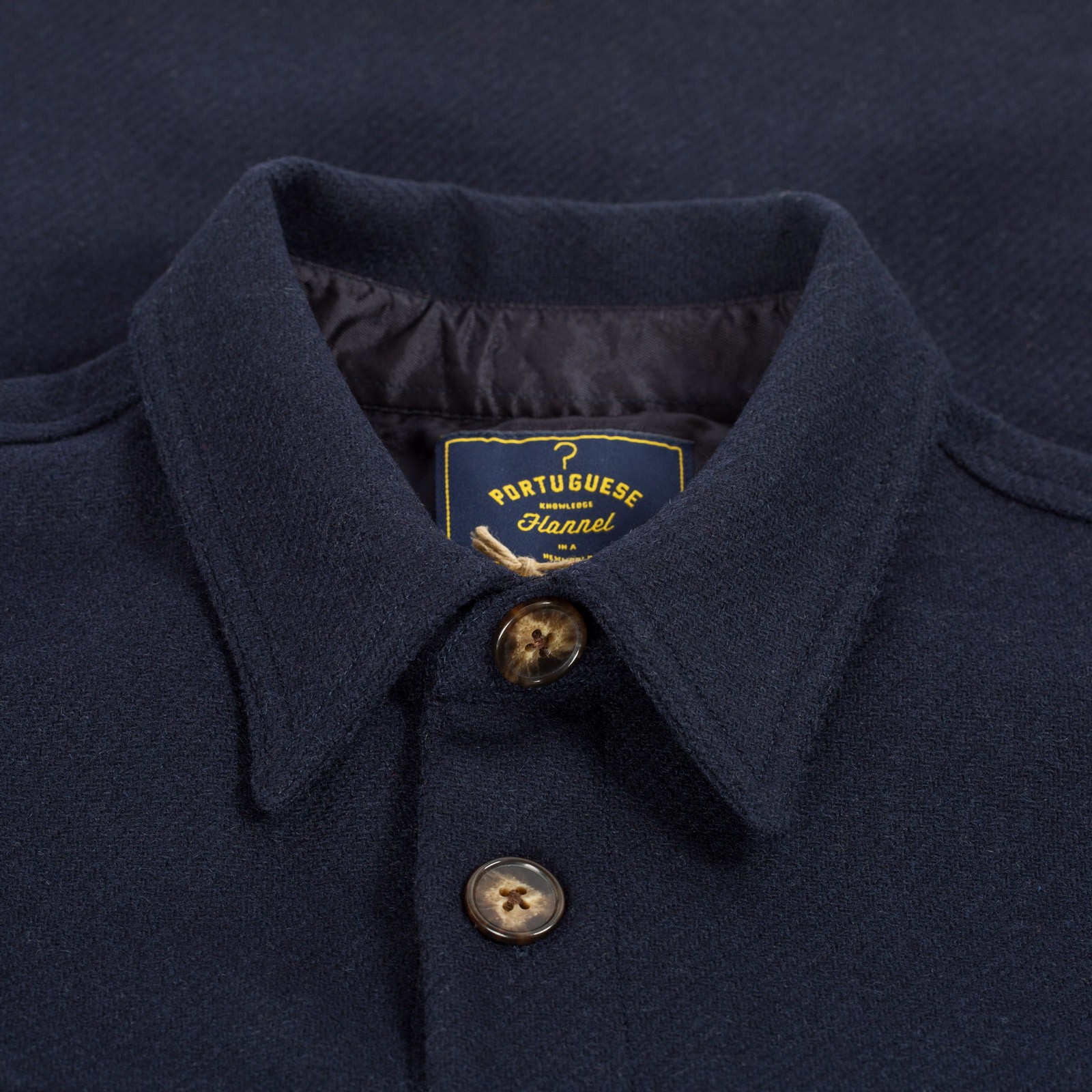Portuguese Flannel Flaneurs Vignette Wool Field Overshirt - Navy Color