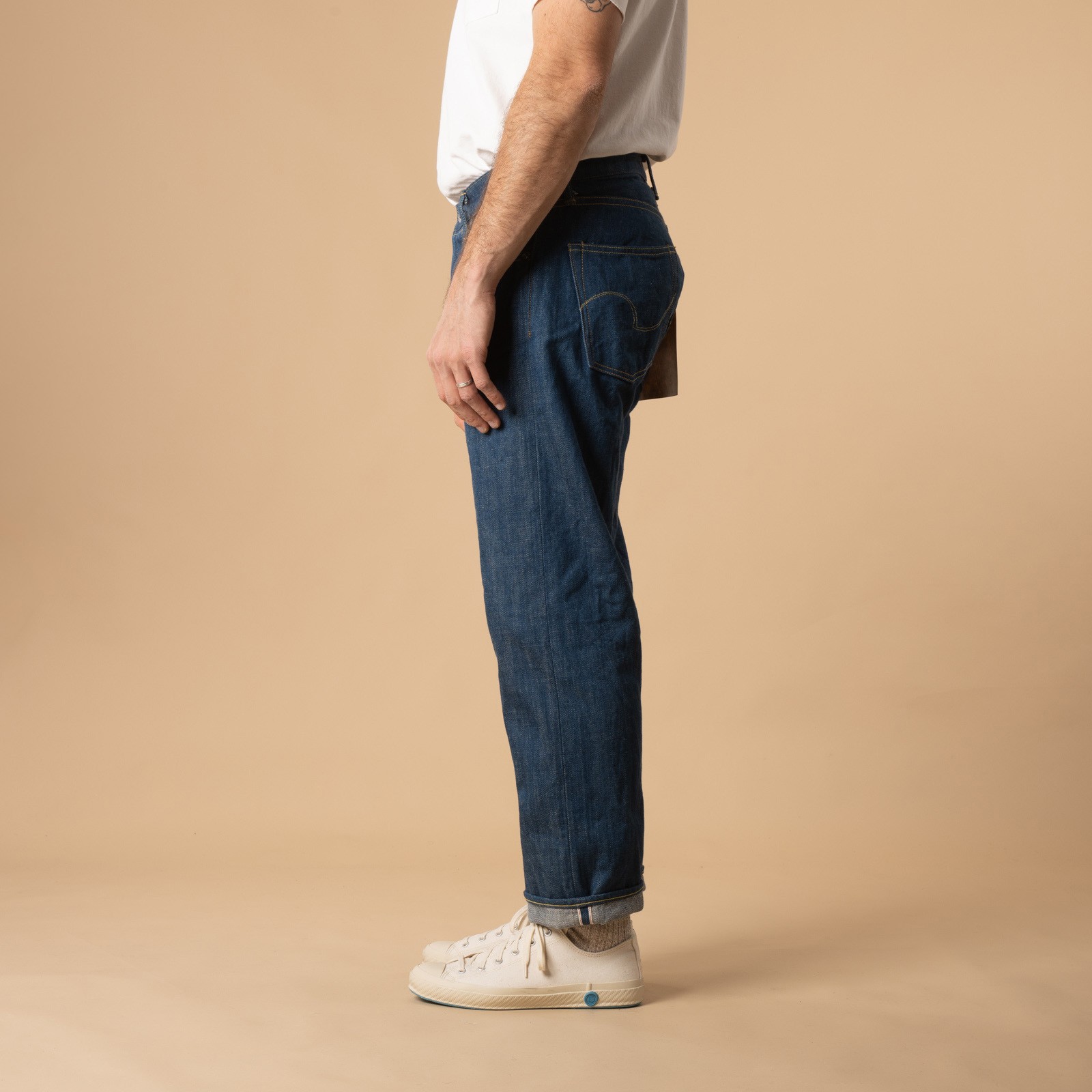 ONI DENIM 570-OFBD Classic Straight 13.7oz Old Faded Blue Denim Jeans Side View