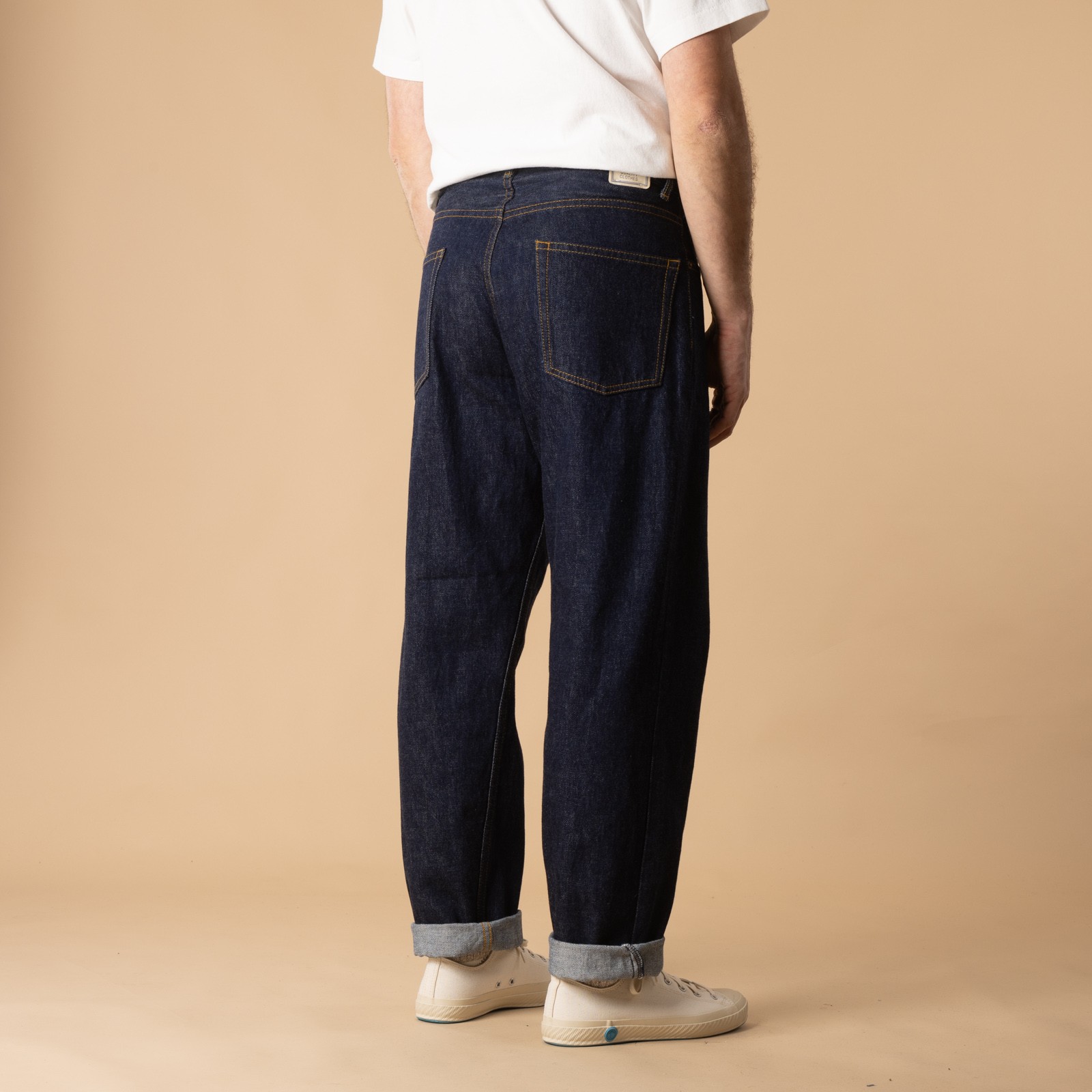 Jeans-Beams-Plus-5 Pocket Wide Denim-Color-Indigo-Back View