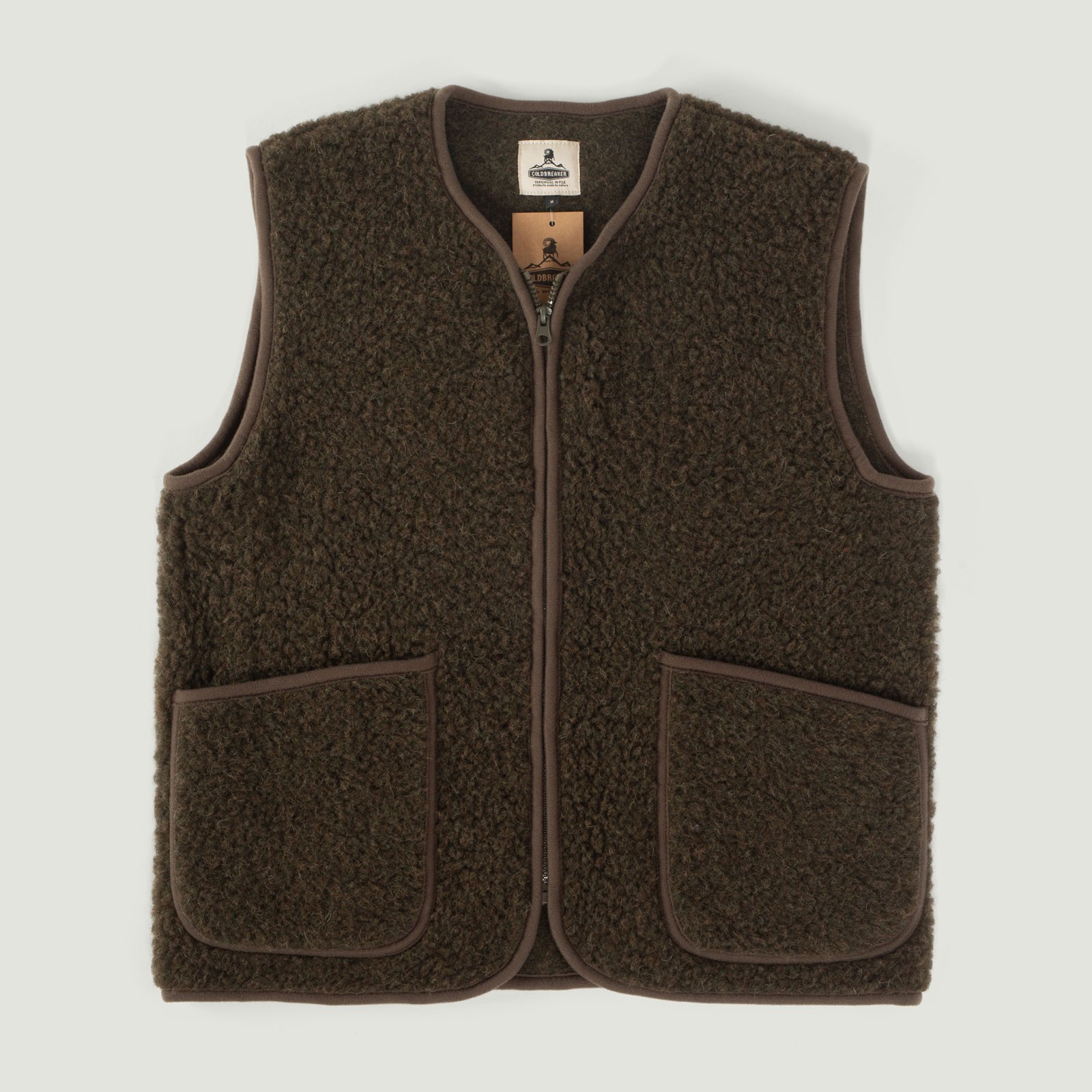 Wanderer vignettes - COLDBREAKER - sleeveless wool jacket - Pepitko Vest Khaki