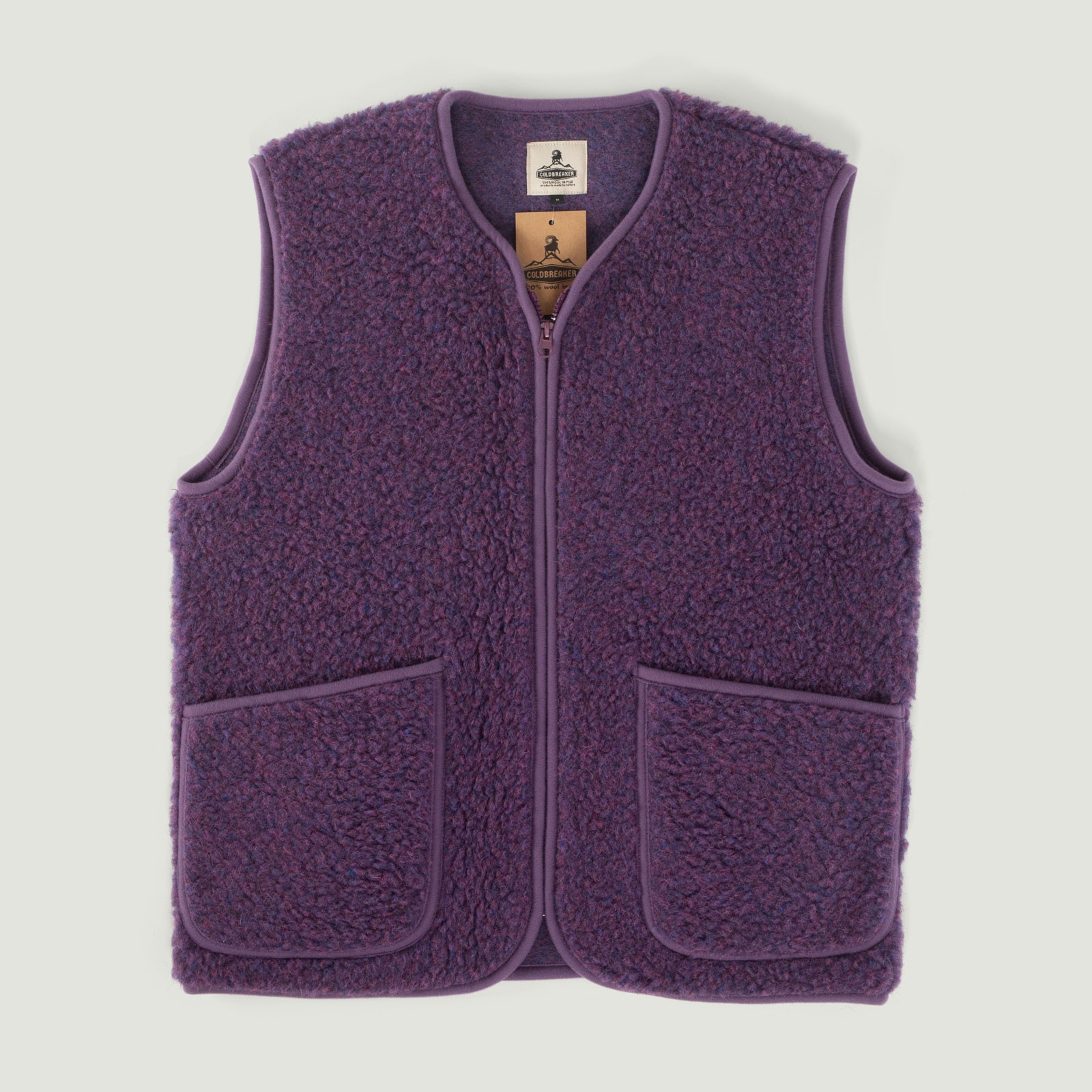 Flâneur Patches - COLDBREAKER - Sleeveless Wool Jacket - Pepitko Vest - Violet