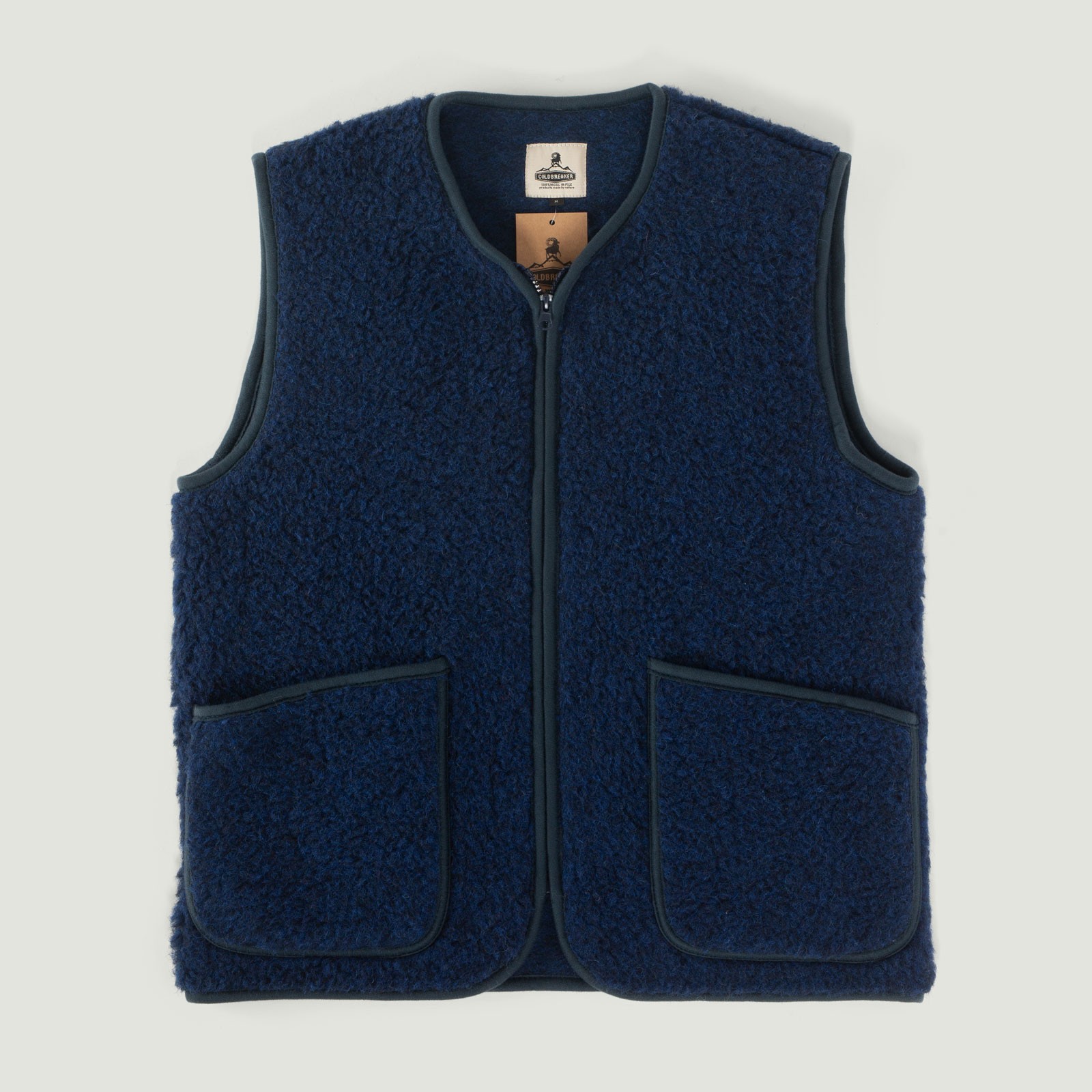 Coldbreaker sleeveless wool jacket - Pepitko Vest Ultramarine