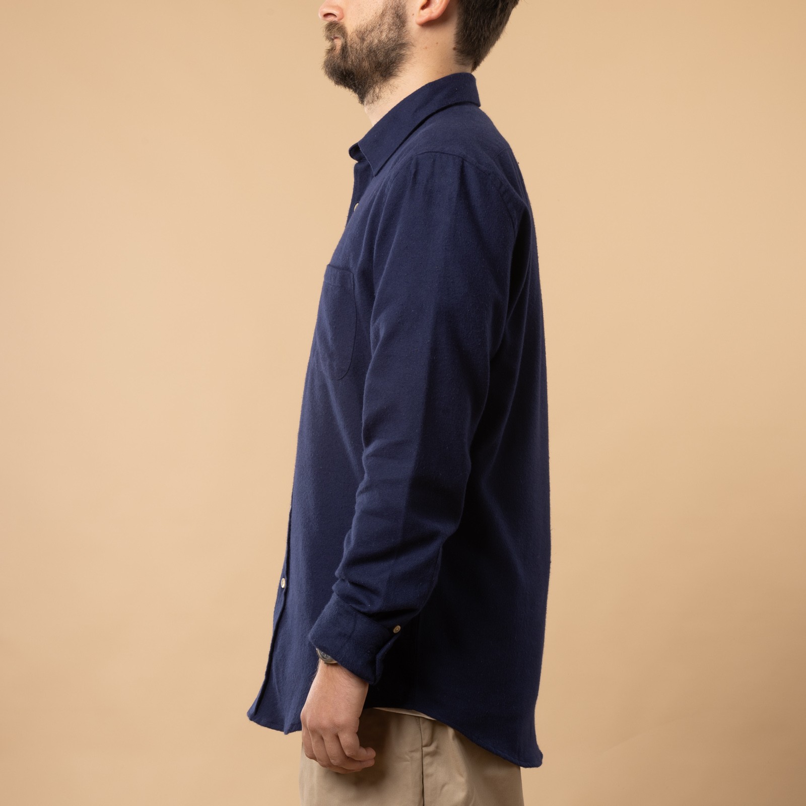 Shirt - Loafers - PORTUGUESE FLANNEL - Teca Shirt - Navy - Side Profile