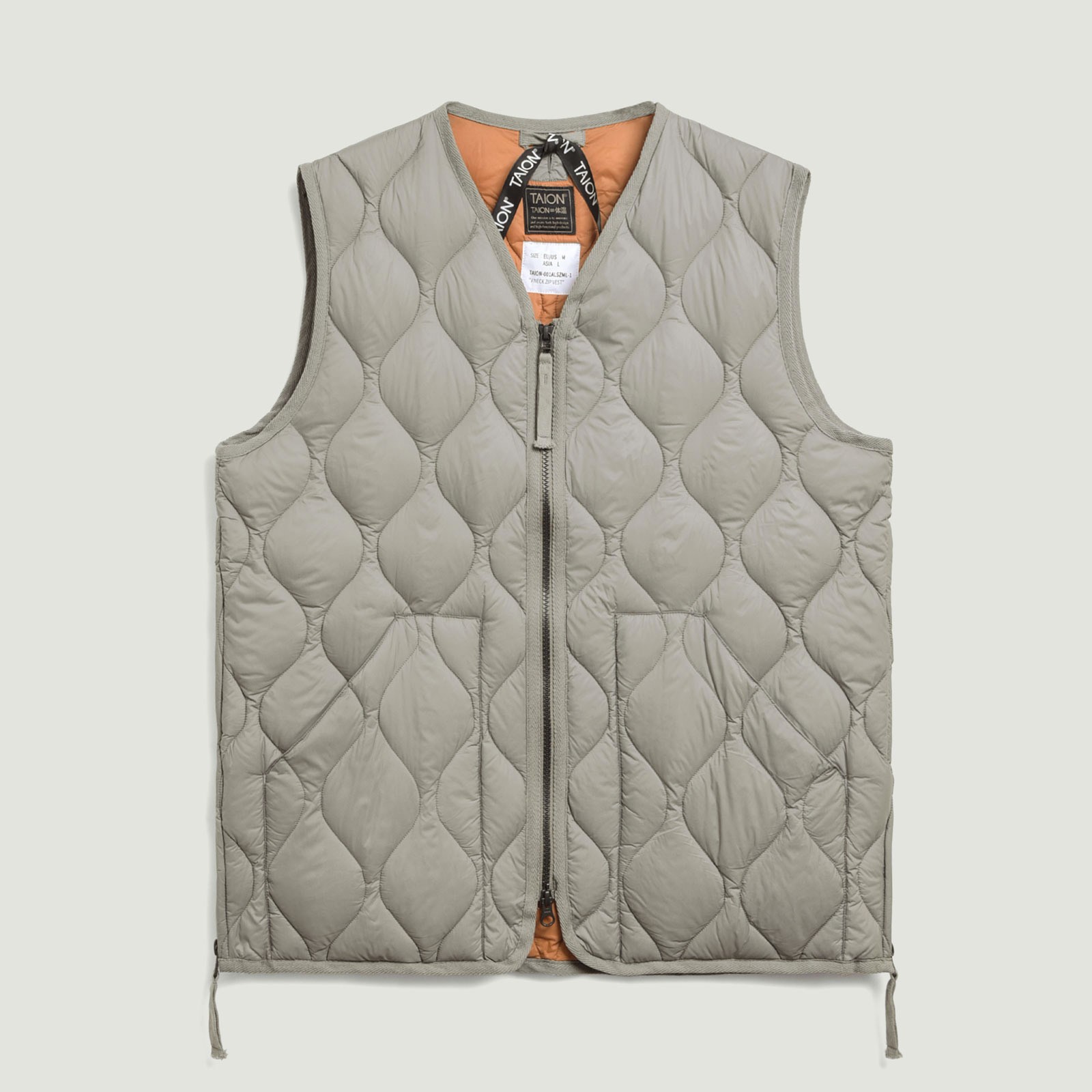 vignette flâneurs Taion veste sans manche-Military V-Neck W-Zip Down Vest Sage Green