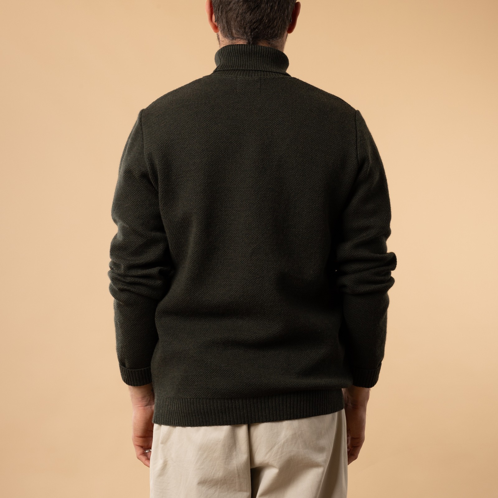 turtleneck sweaters - NITTO KNITWEAR - Youri khaki from the back