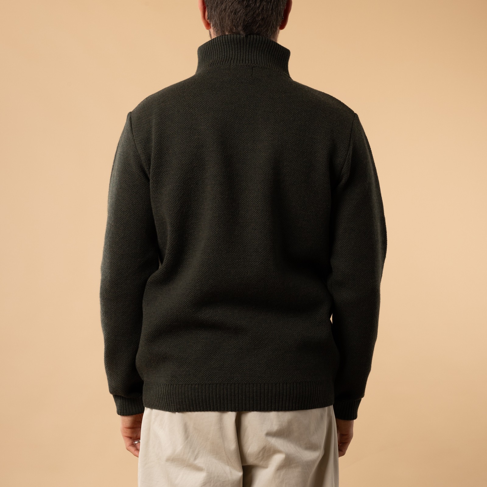 NITTO KNITWEAR / Youri Khaki Trucker Sweater from the back