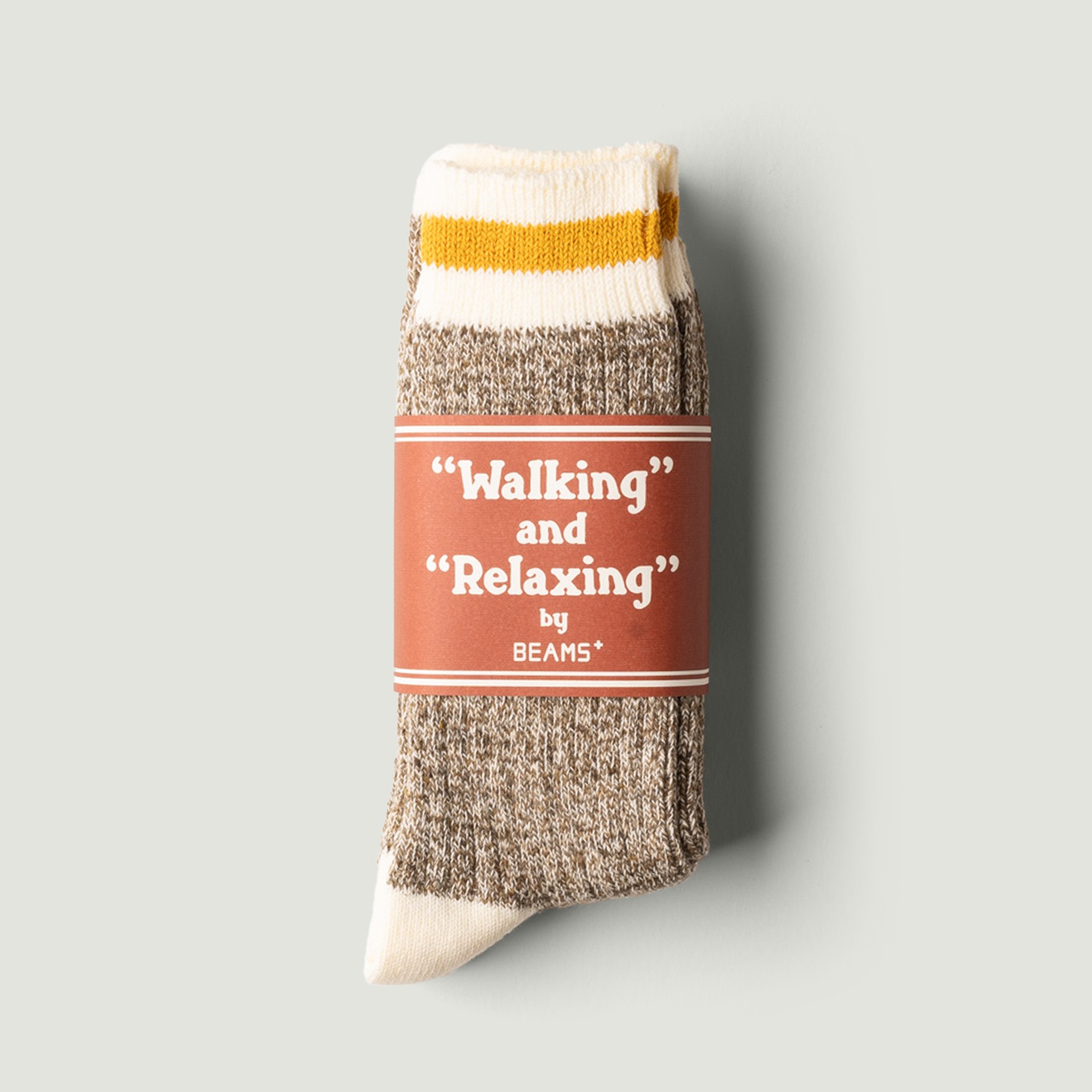 BEAMS PLUS - Rag Socks Khaki Line Yellow Label