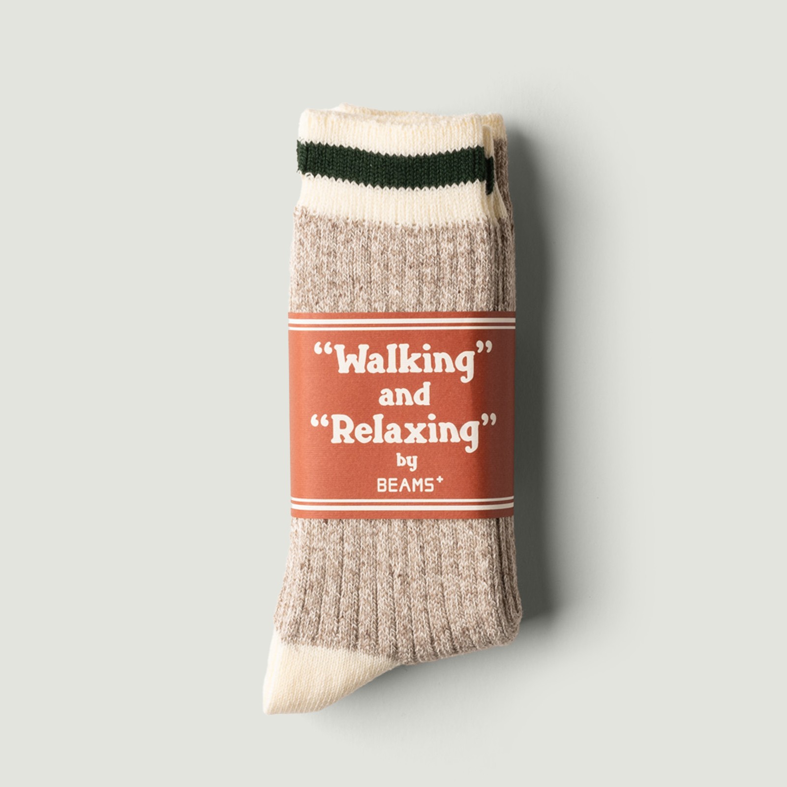 BEAMS PLUS / Rag Socks Oatmeal Line Green