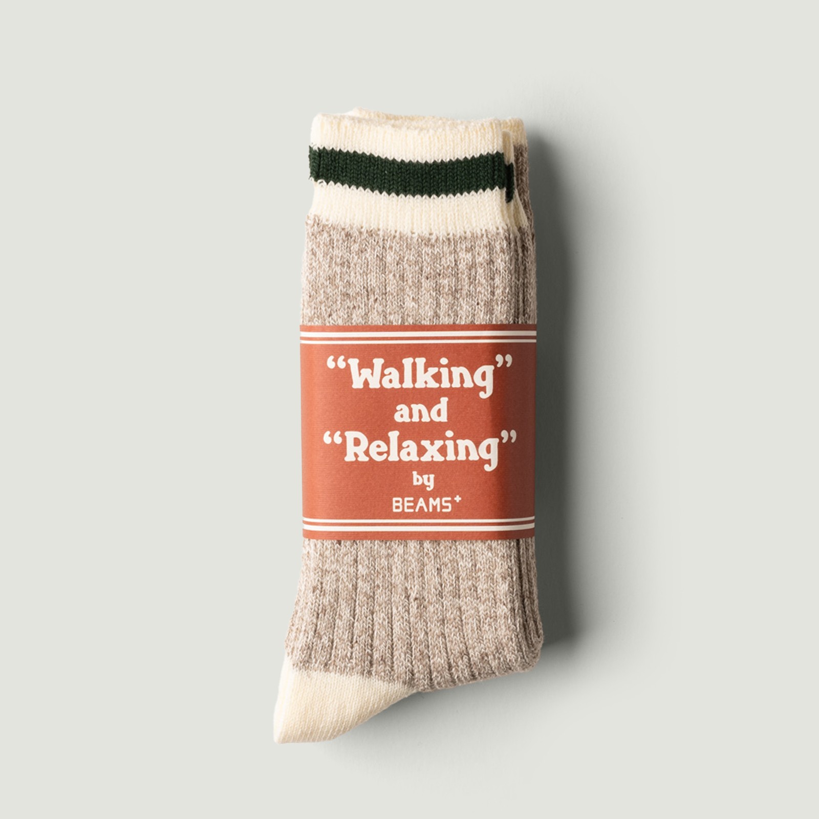 Vignette_chaussettes-BEAMS PLUS / Rag Socks Oatmeal Line Green