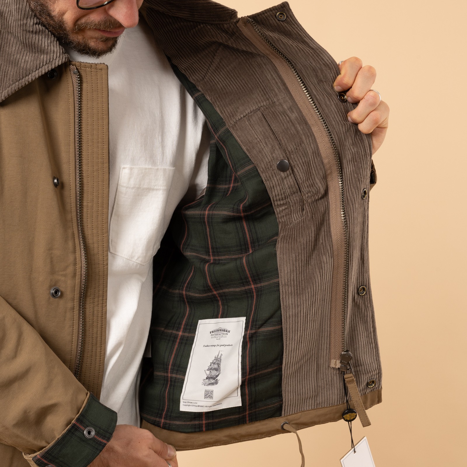 Frizmworks_Heritage Hunting Jacket Tan-détail-doublure