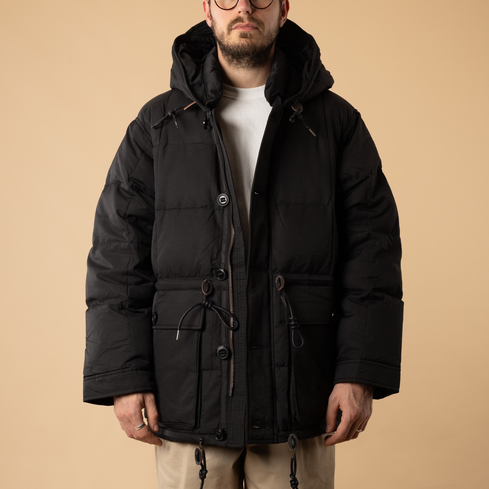 FRIZMWORKS Karakoram Down Parka Black with open front view