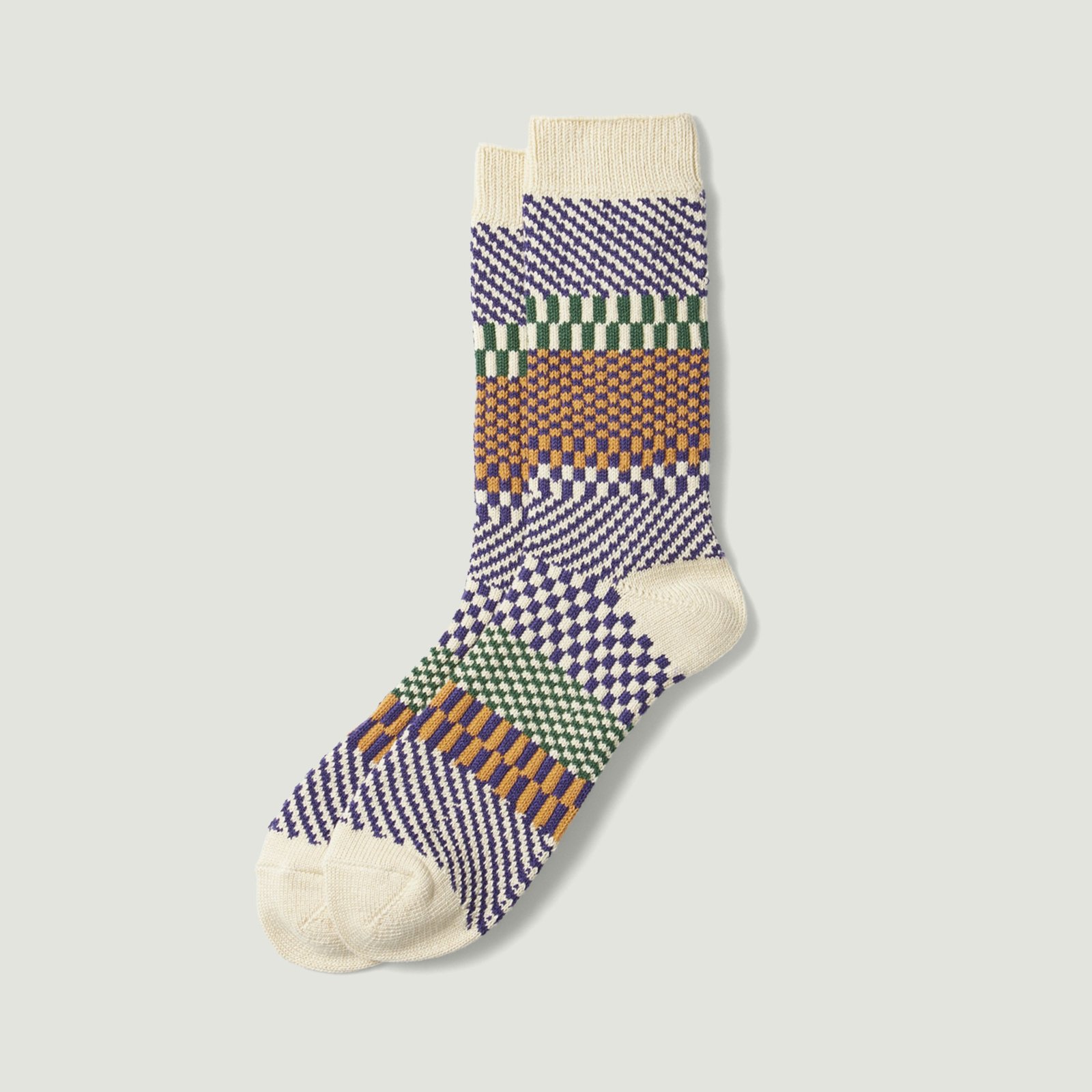 ROTOTO Vignette / Check & Step Socks Blueberry