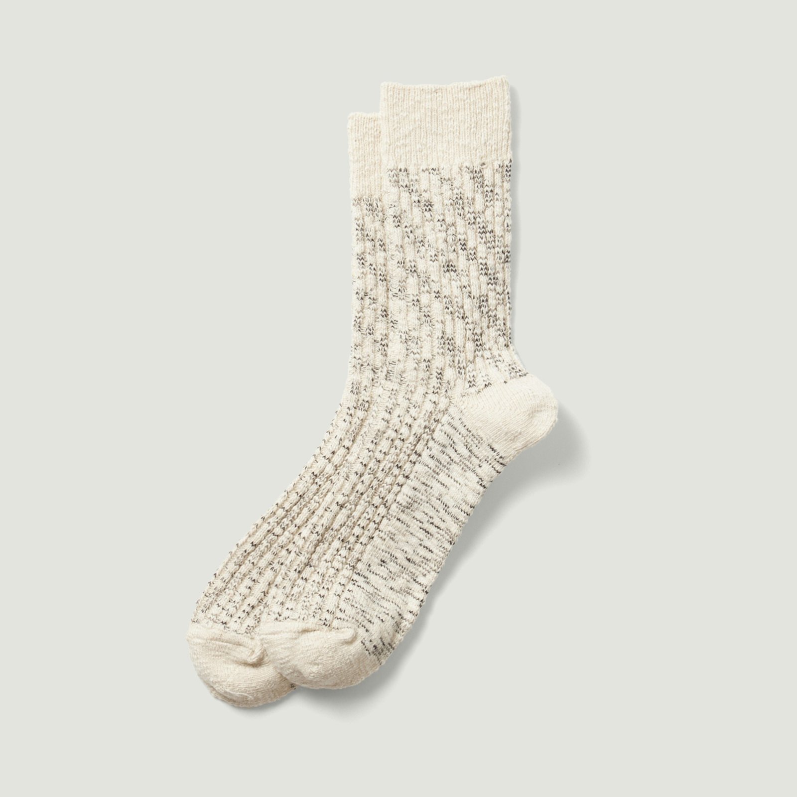 Vignette_ROTOTO / Kasuri Ribbed Crew Socks Gray/Black