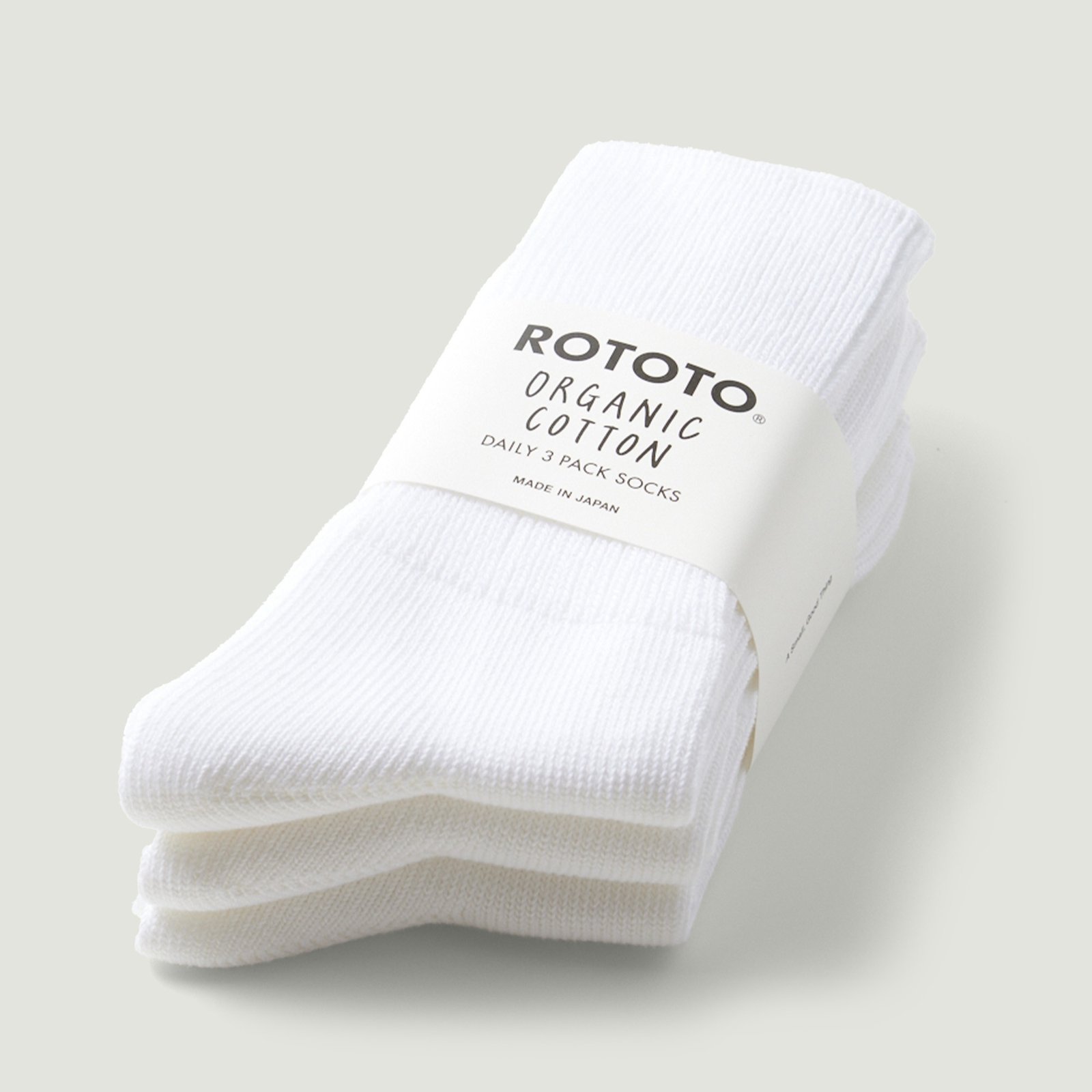 Vignette_ROTOTO / Organic Daily 3 Pack Ribbed Crew Socks White