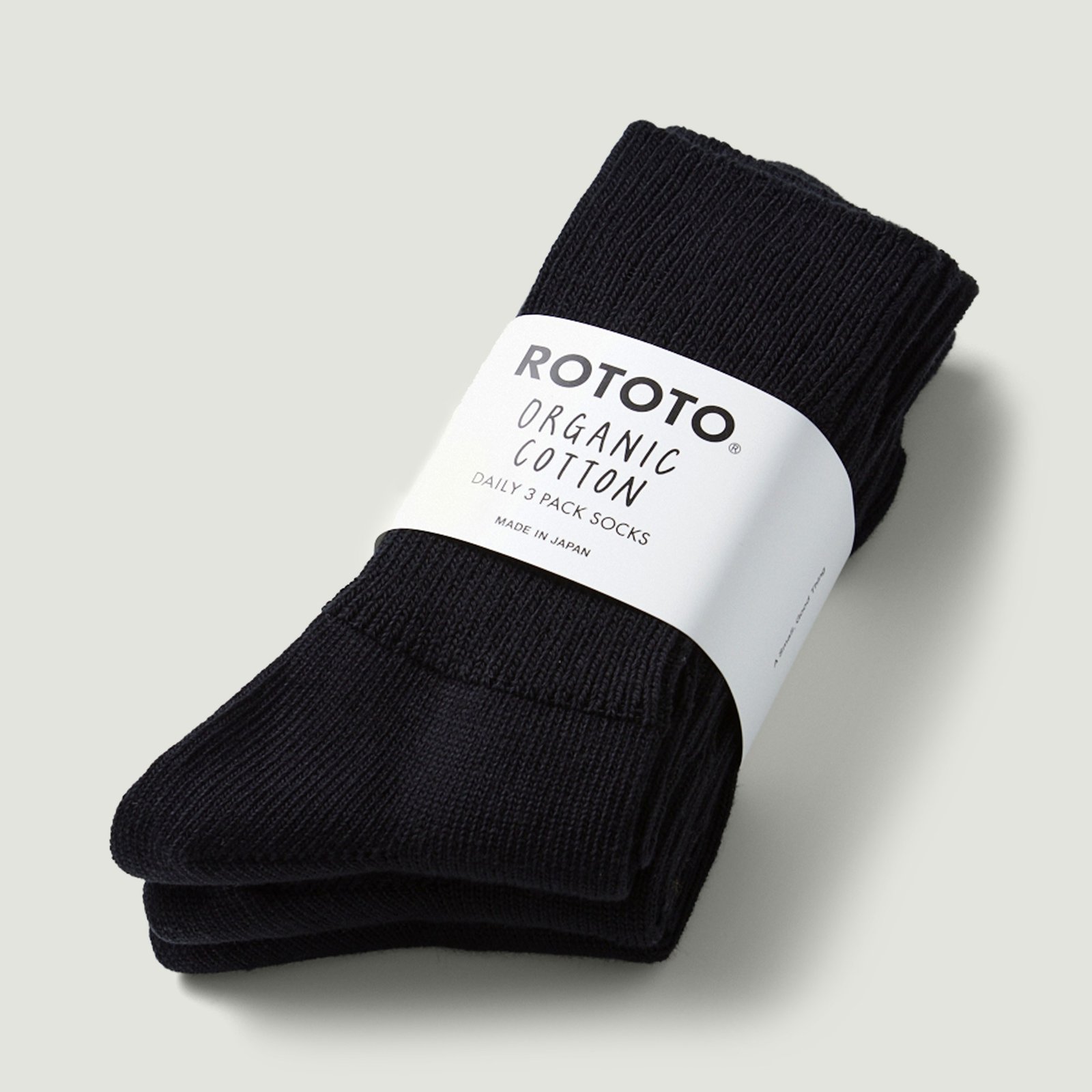 Vignette_ROTOTO / Organic Daily 3 Pack Ribbed Crew Socks black