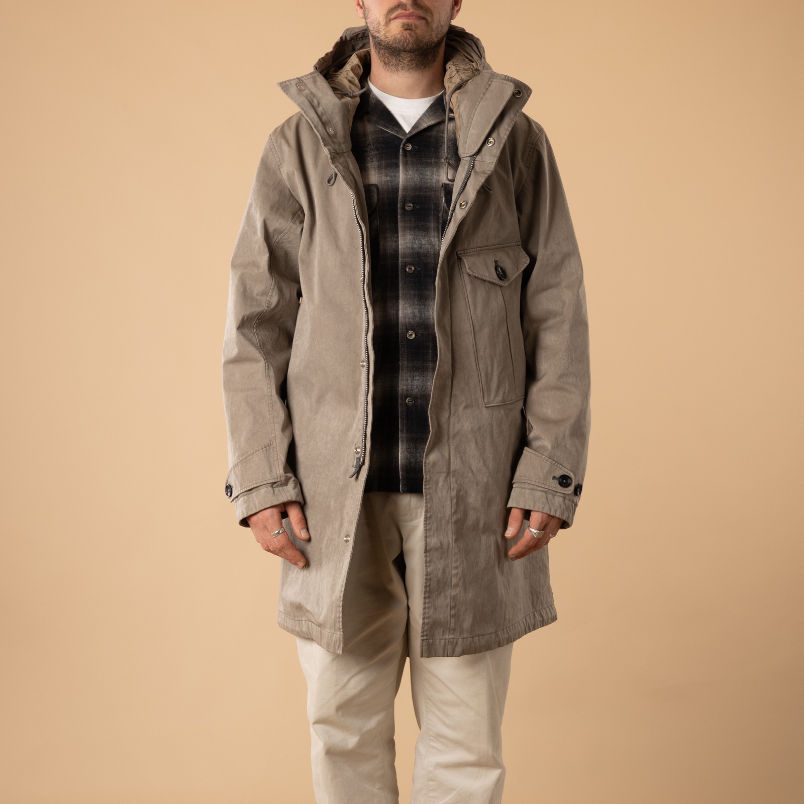 flâneurs-TENC-Cyclone-Parka-Walnut-ouvert-de-face