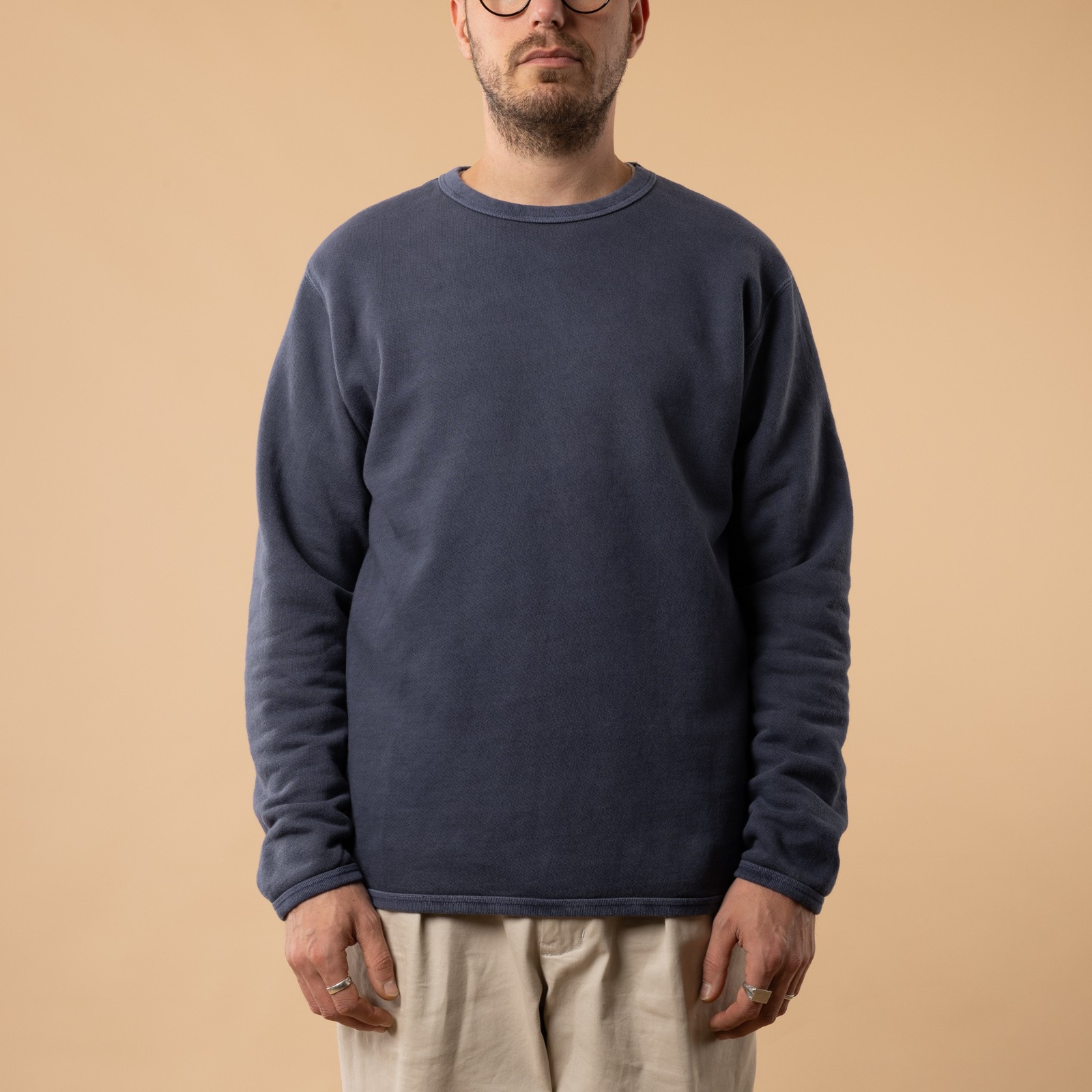GOOD-ON loungers crew sweatshirt, navy, front view
