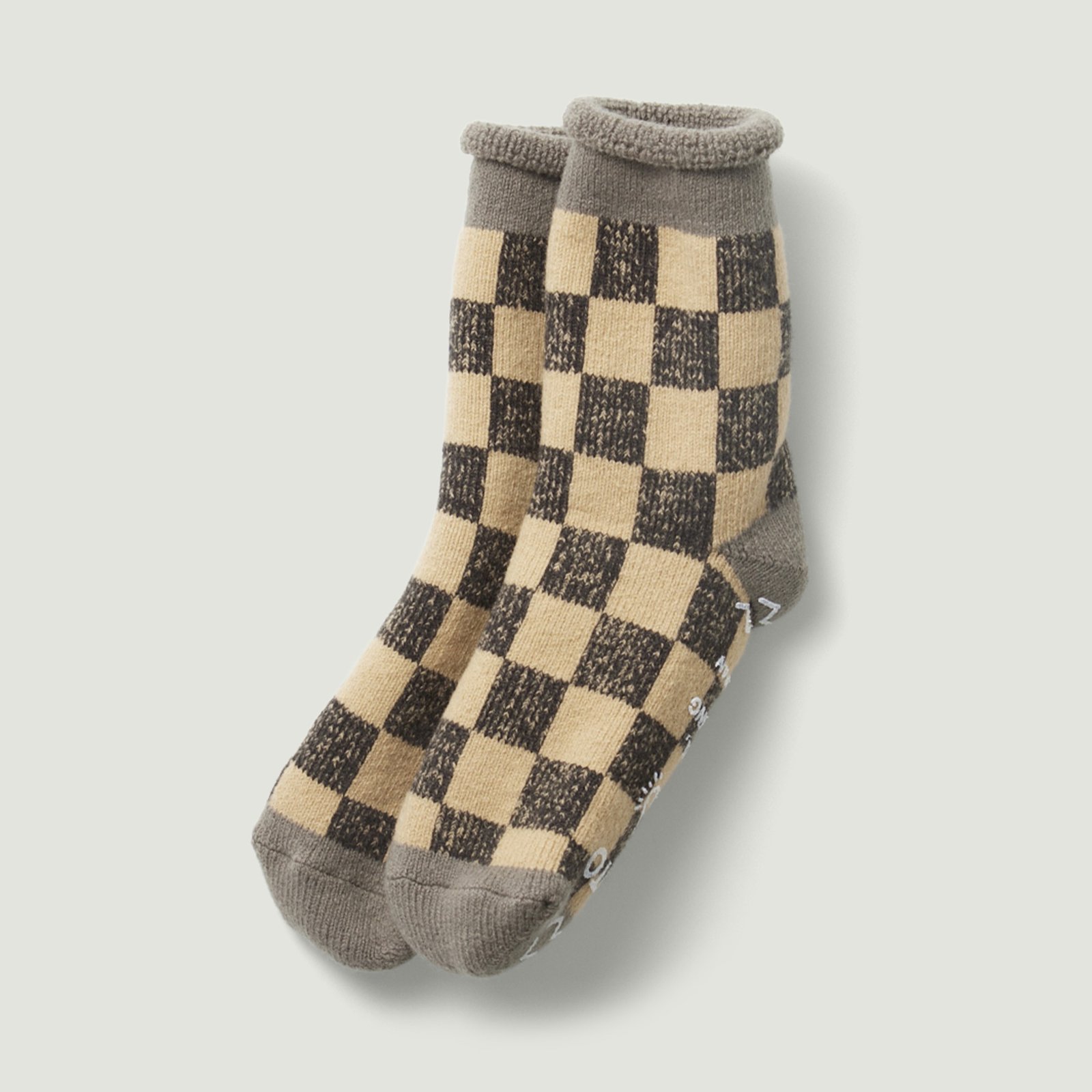 Vignette_ROTOTO / Pile Room Checkerboard Wool Socks Gray