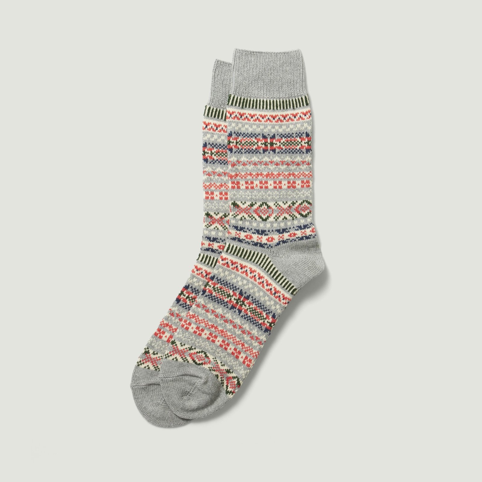 Vignette_ROTOTO / Jacquard Crew Socks ”Fairisle” Gray