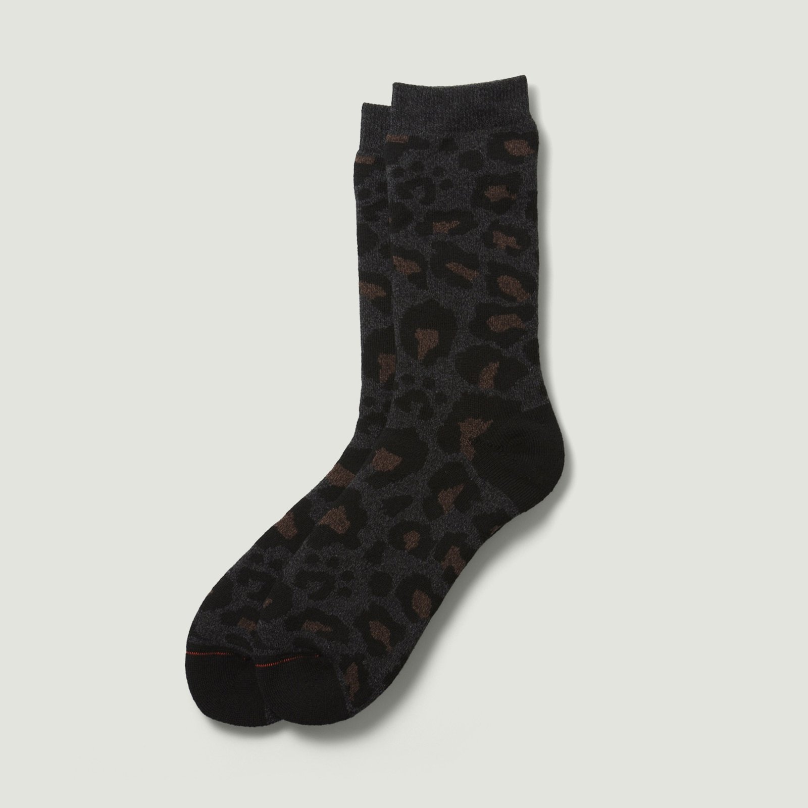 Vignette_ROTOTO / Pile Leopard Crew Socks Charcoal