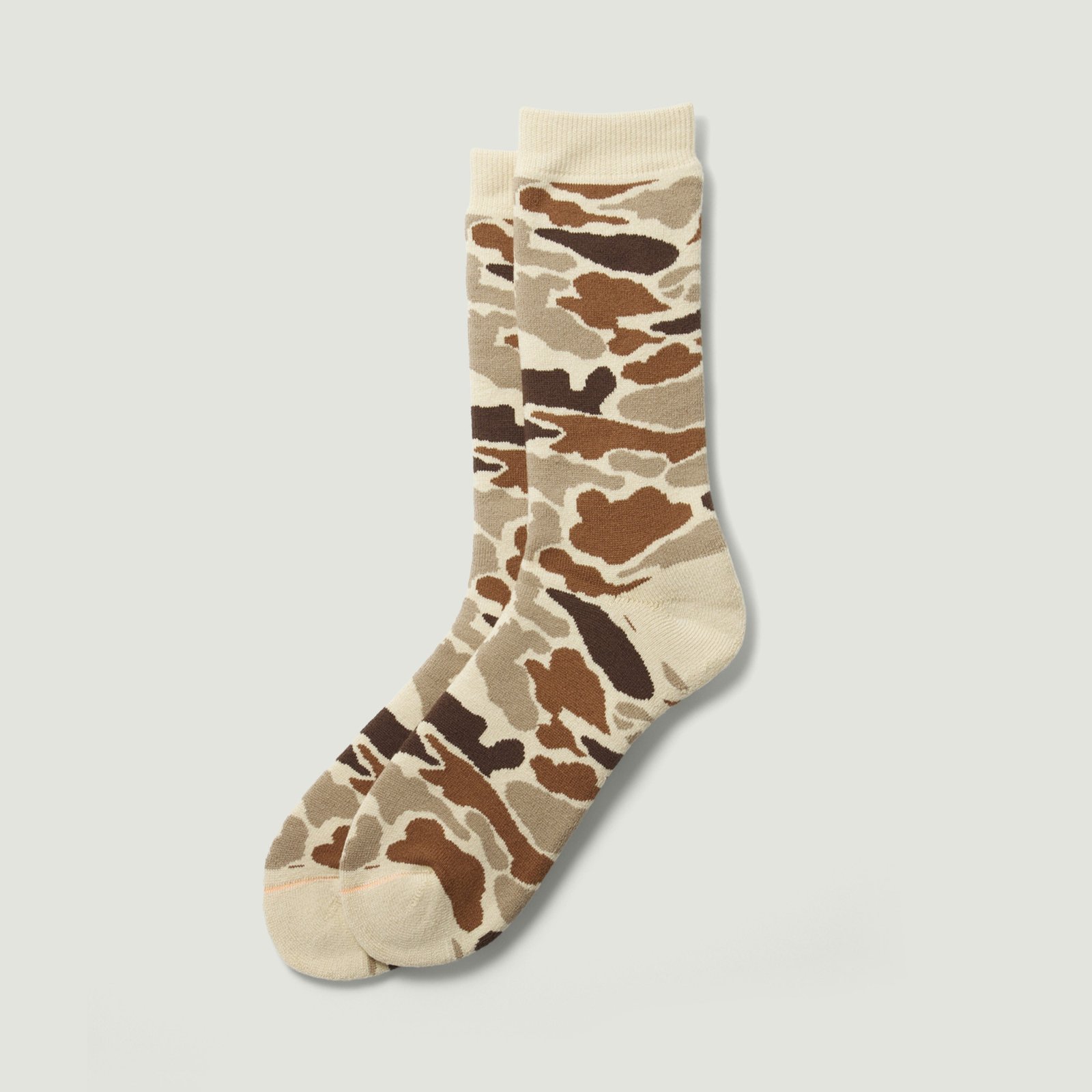ROTOTO / Pile Camo Crew Socks in Sand Color