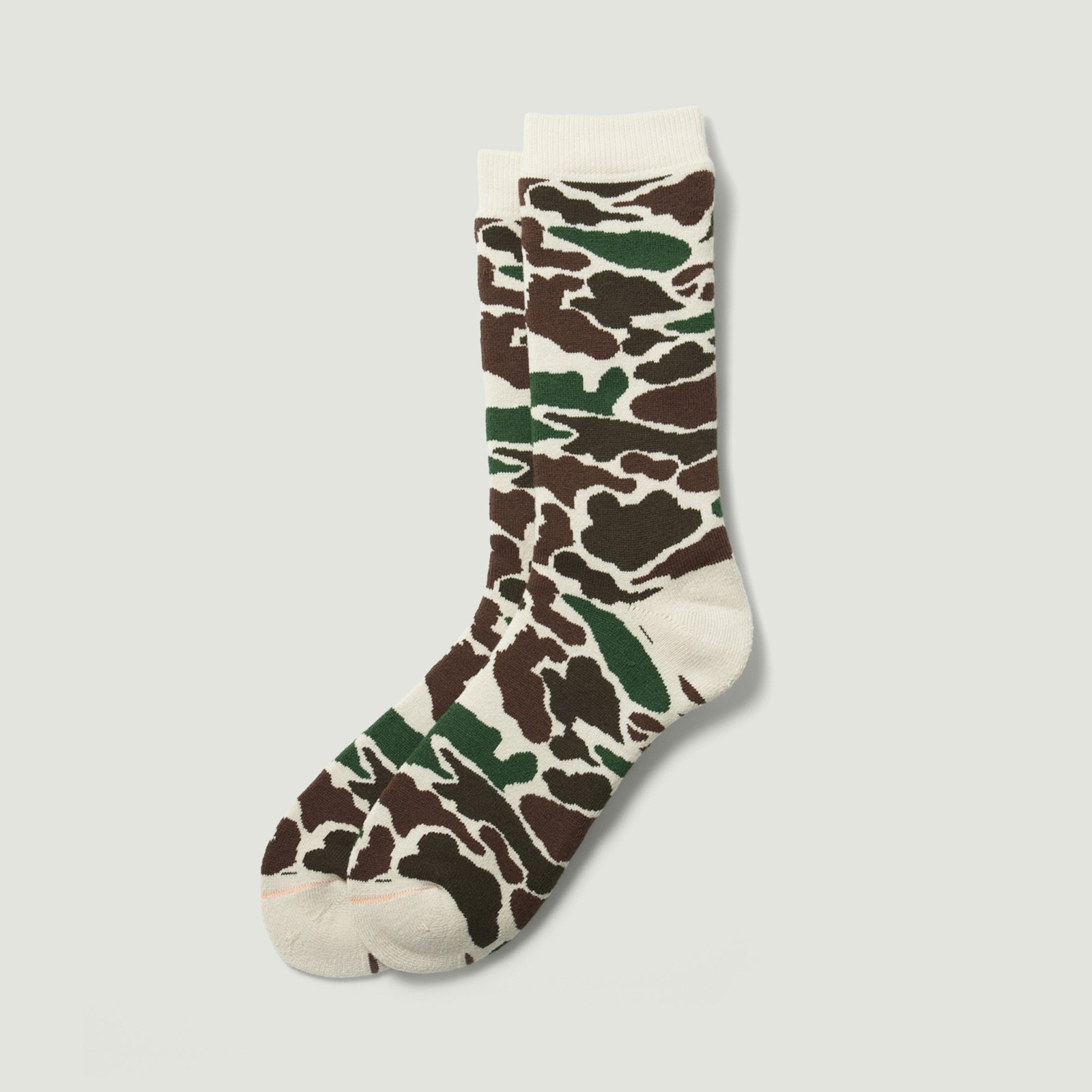 ROTOTO Vignette / Ivory Camo Pile Crew Socks
