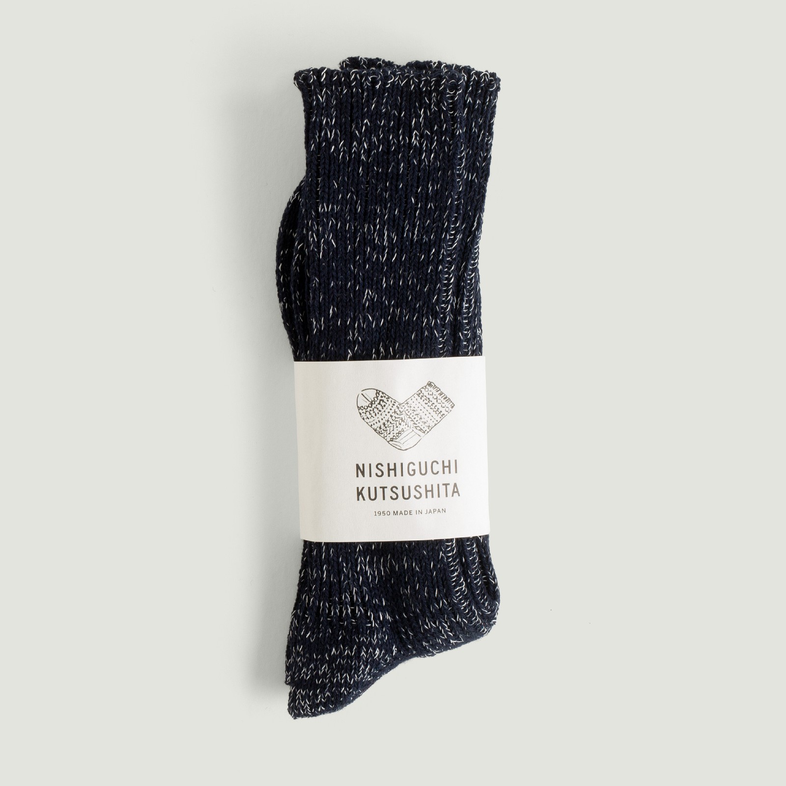 Hemp-Cotton Ribbed Socks in Midnight by NISHIGUCHI KUTSUSHITA