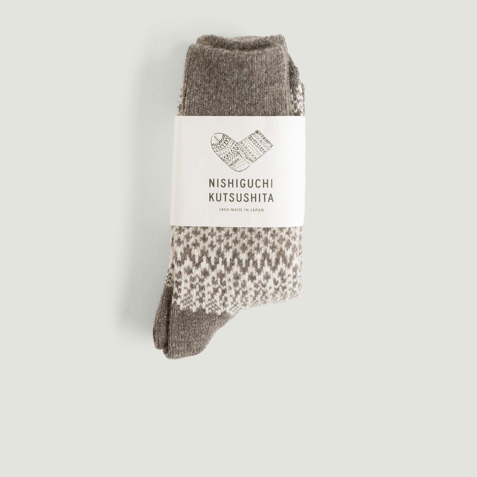 Vignettes-flâneurs-NISHIGUCHI-KUTSUSHITA-Wool-Jacquard-Socks-gray