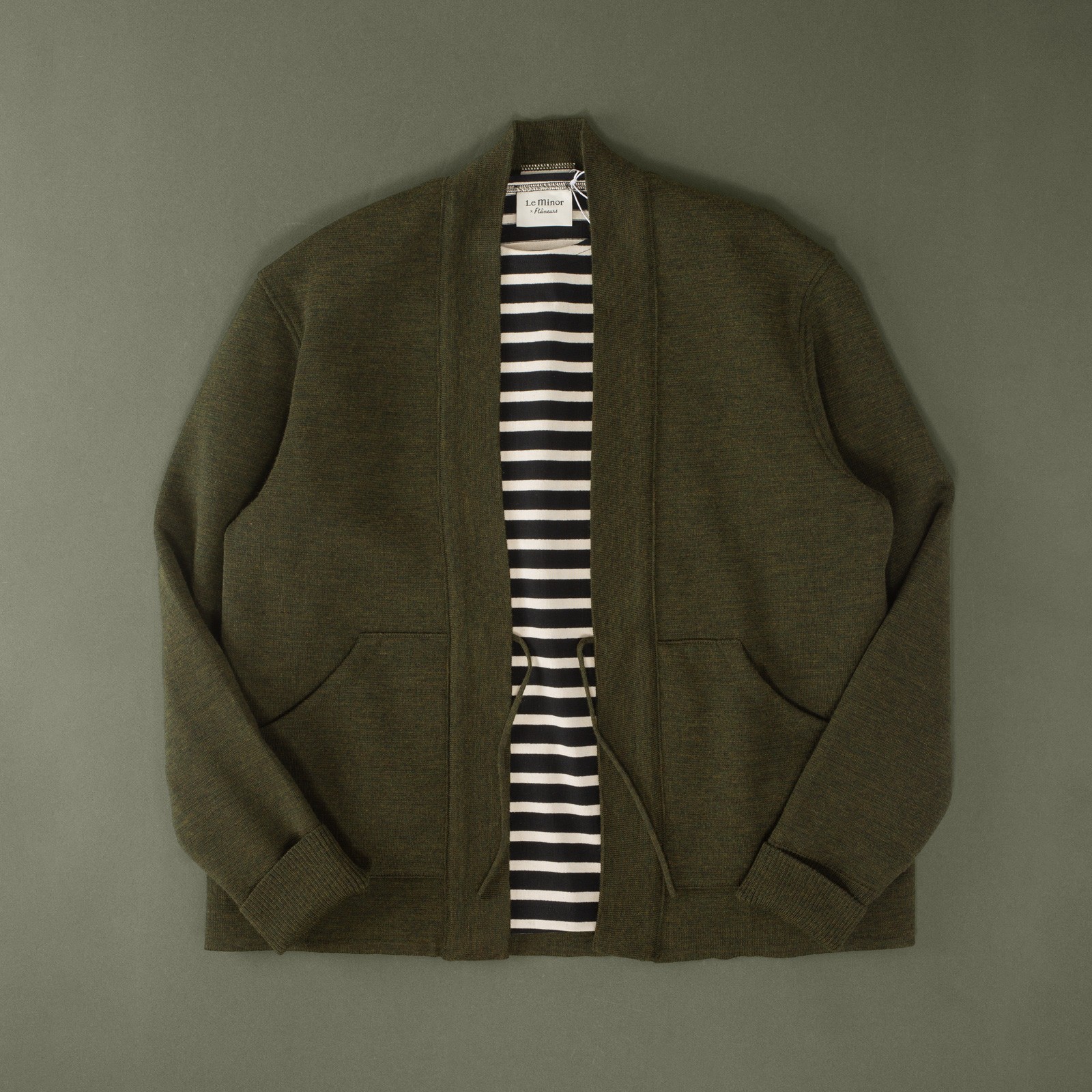 Le-Minor-x-Flâneurs-noragi-vert-olive-mariniere-navy