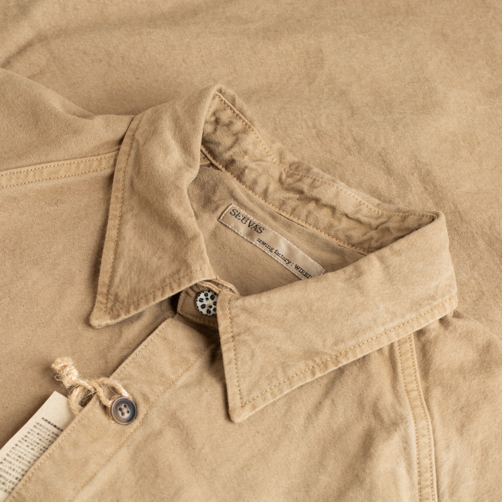 Image Detail: SEUVAS Flâneurs 8oz Canvas Raglan Shirt in Coffee Color