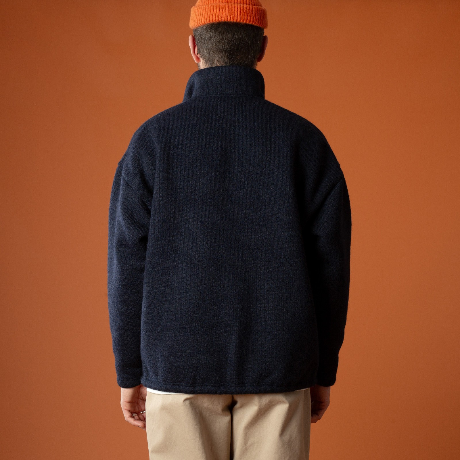 Back image - JACKMAN Wool Himo Polo in Navy for casual walkers