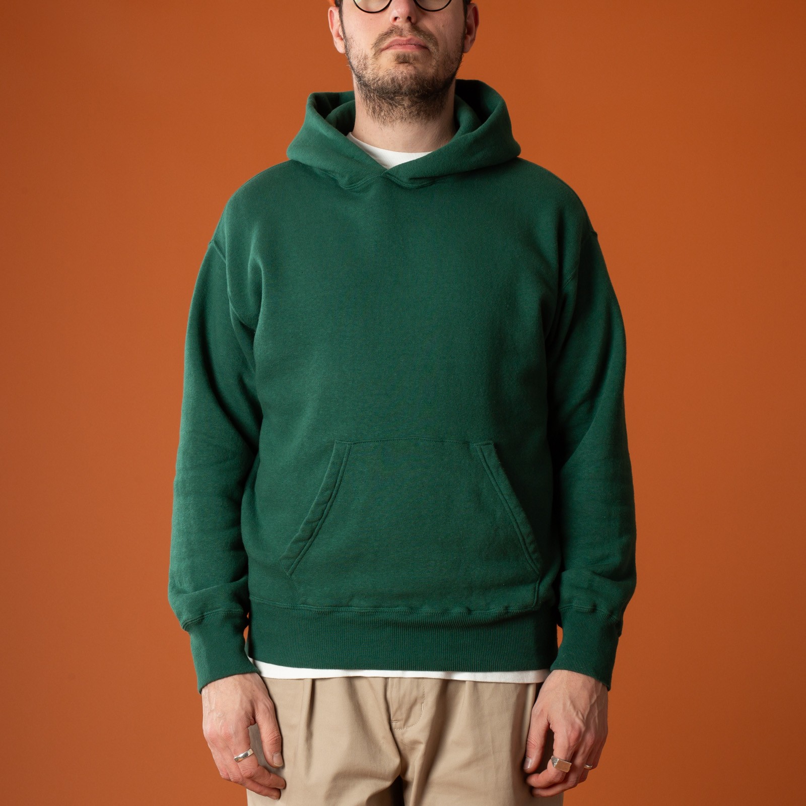 Sweatshirt Capuche Dubble Works Loop Wheel” Hoodie Green porté front