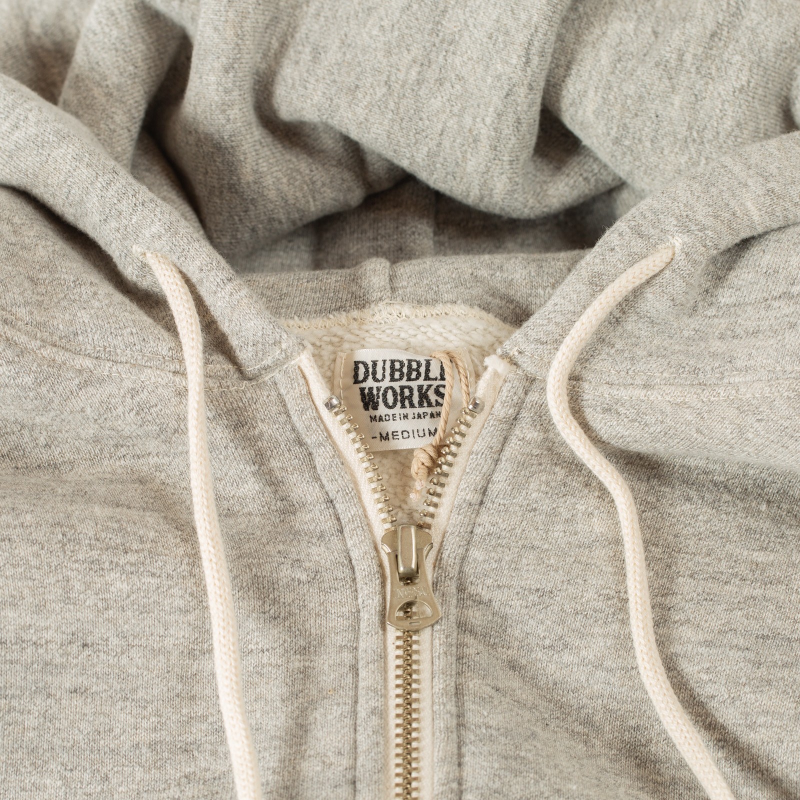 image flâneurs DUBBLE WORKS  Loop Wheel Zip-Up Hoodie Heather Grey detail