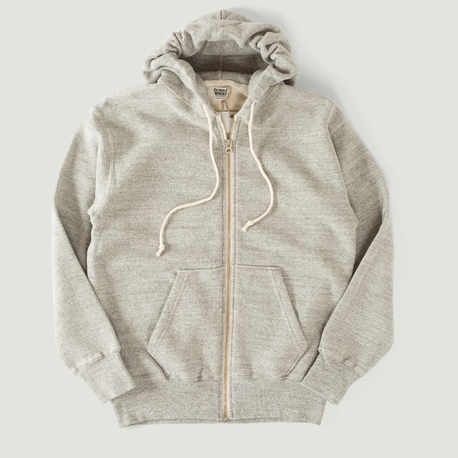 vignette-flâneurs-DUBBLE-WORKS-Sweatshirt-Capuche-zippé-Loop-Wheel-Hoodie-Heather-grey