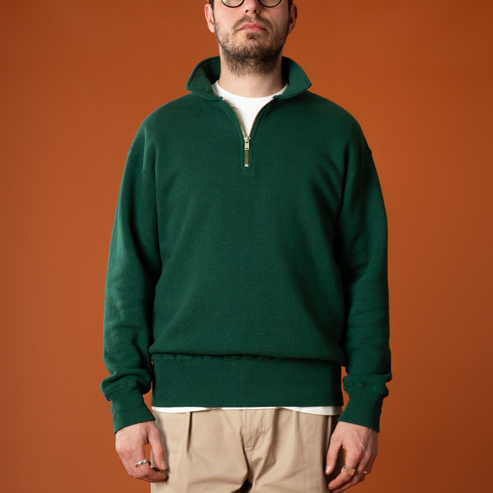 11oz Tsuriami Loopwheel Half-Zip Sweatshirt Green