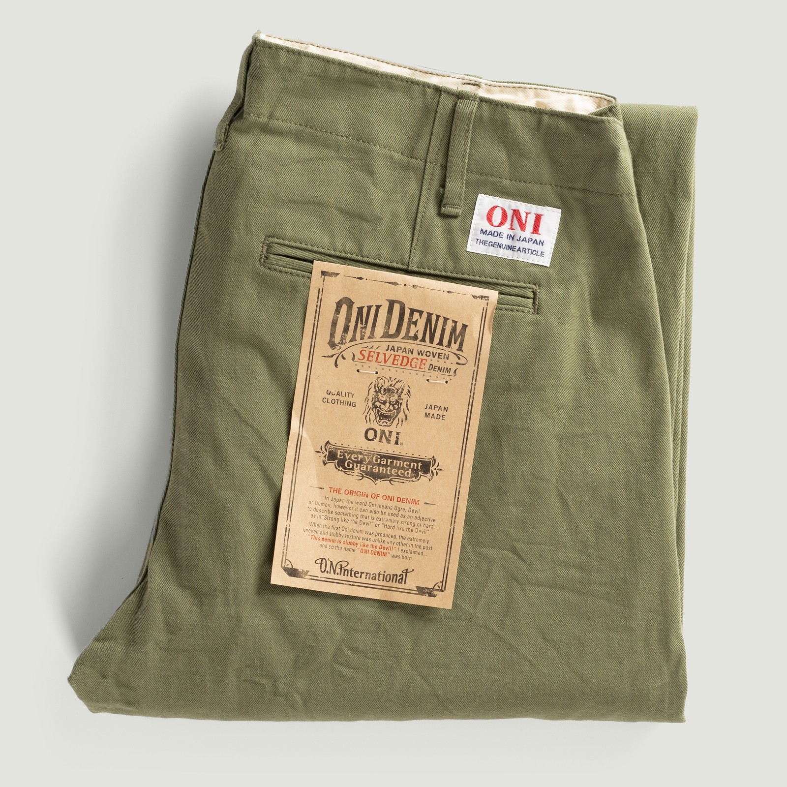 737-SVCLOL 9.5oz Relax Straight "Light Olive" Selvedge Chino
